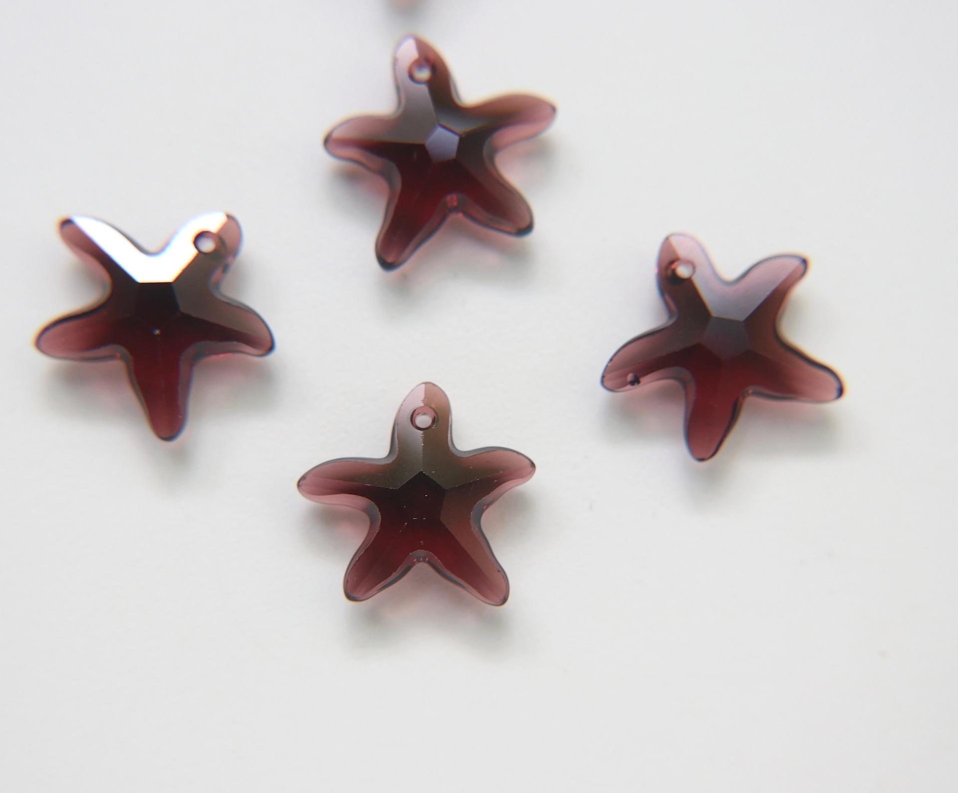 6721 Swarovski Starfish Pendants in Burgundy 20 MM Fancy Crystal drops vintage findings jewelry making