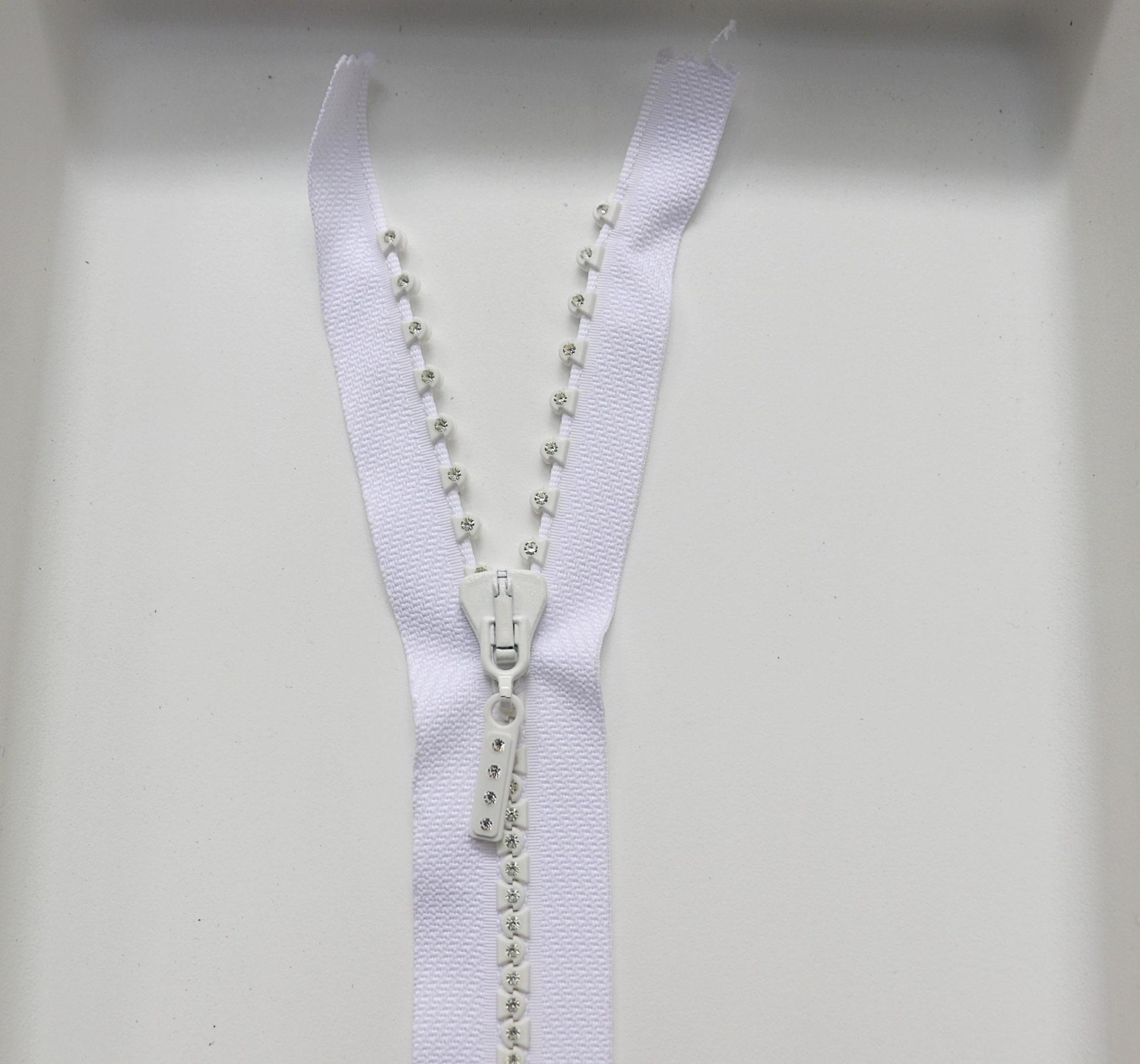 SS12 (3mm), 13 inch Swarovski Crystal Rhinestone White Zipper closed at one end by PC