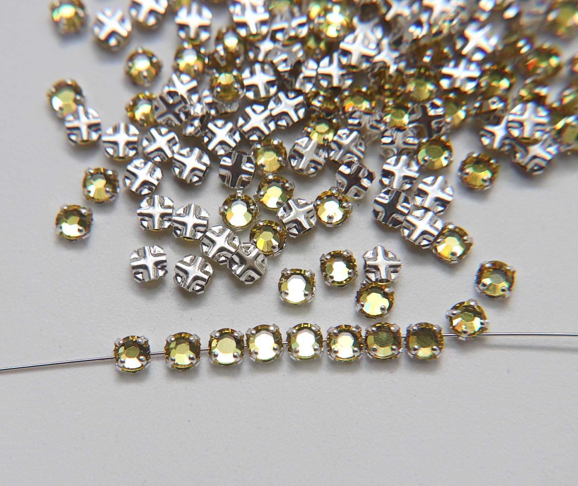 20ss Clear Flatback Swarovski Rose Montees, 5mm Silver Plated Mounted Rose Montees in colors sewon embroidery materials tailoring wedding