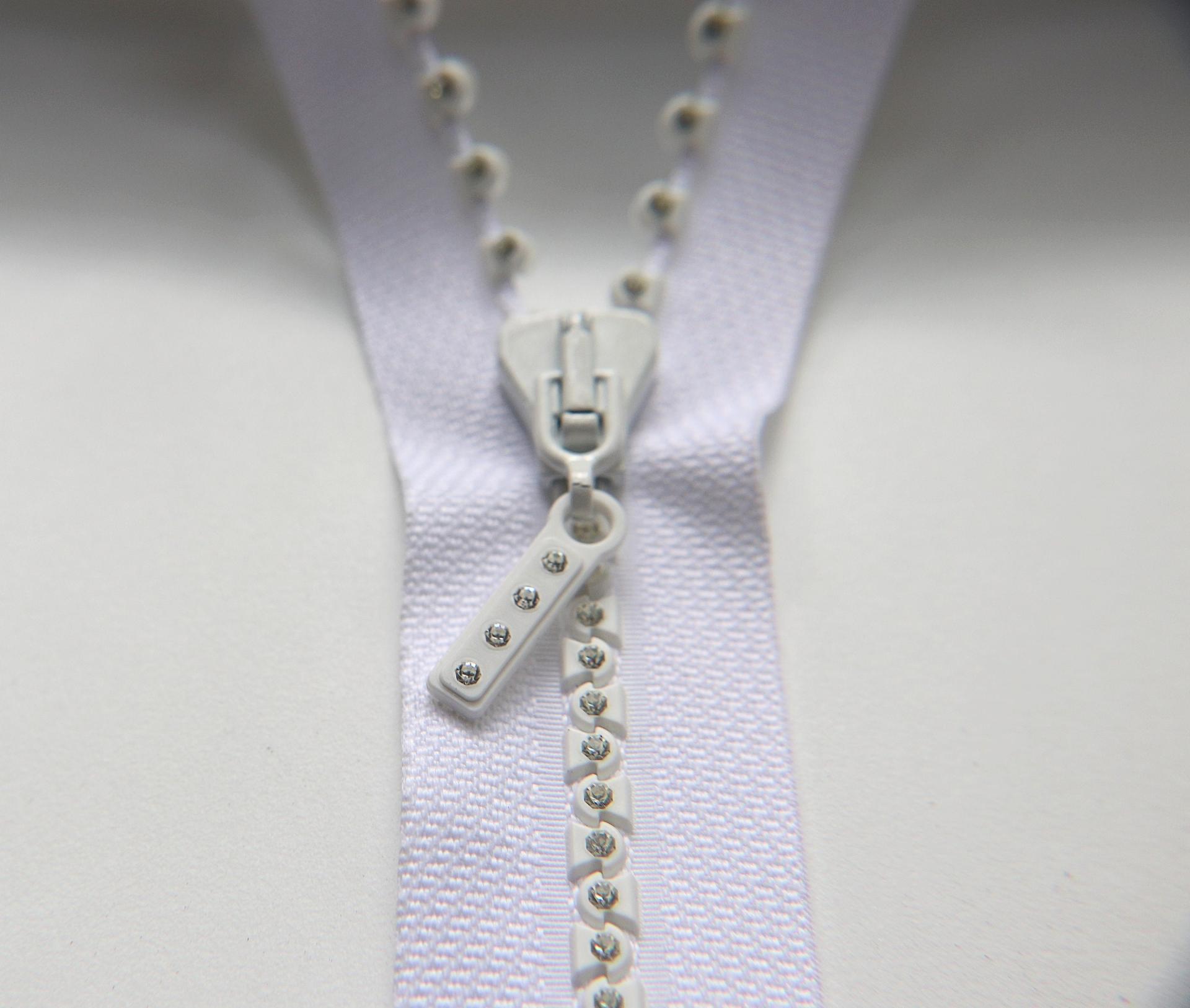 SS12 (3mm), 13 inch Swarovski Crystal Rhinestone White Zipper closed at one end by PC