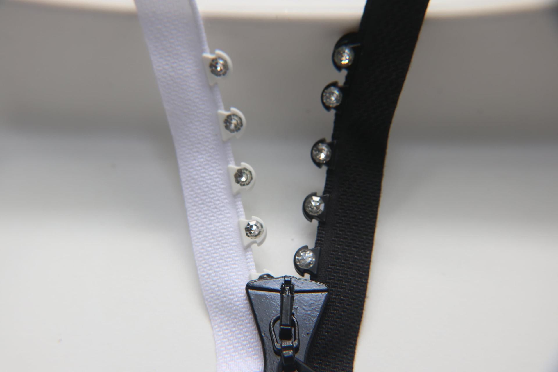 SS24 (29 inch) Long Swarovski Crystal Rhinestone Black & White Zipper closed at one end by PC