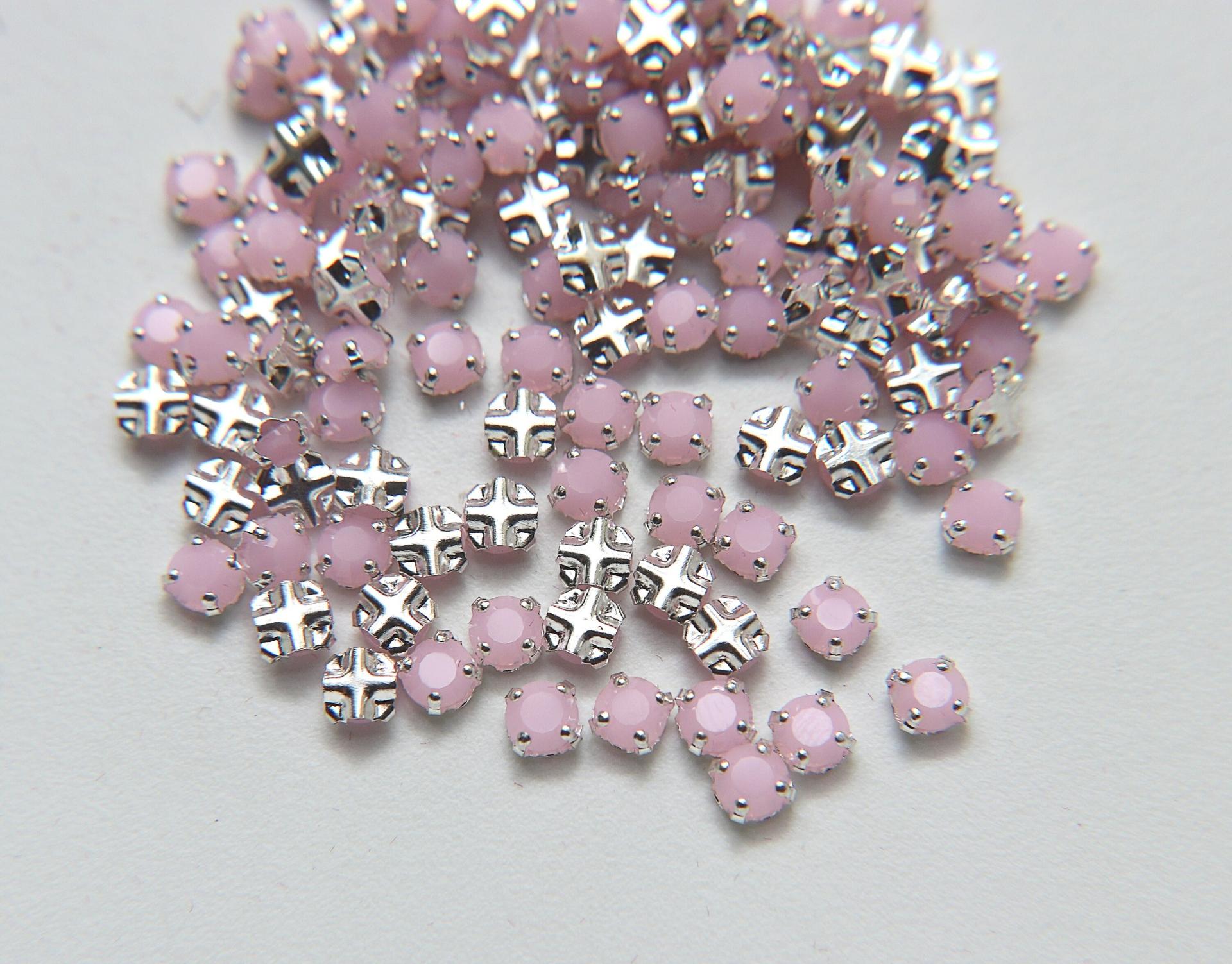 20ss Clear Flatback Swarovski Rose Montees, 5mm Silver Plated Mounted Rose Montees in colors sewon embroidery materials tailoring wedding