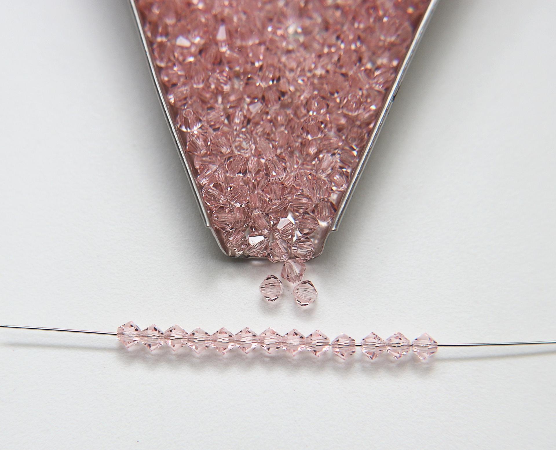 4mm Rose Peach Swarovski Bicone Beads jewelry making supplies wedding decorations embroidery materials vintage beads
