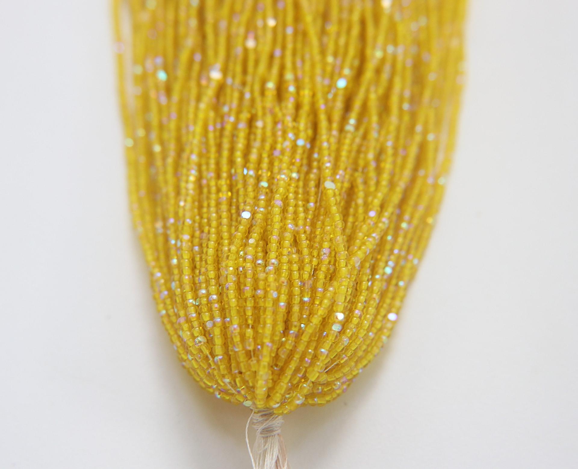 11/0 Hanks Charlotte Cut Beads Patina Transparent Yellow Aurore Boreale PREMIUM SEED BEADS Native Supplies jewelry making craft supply
