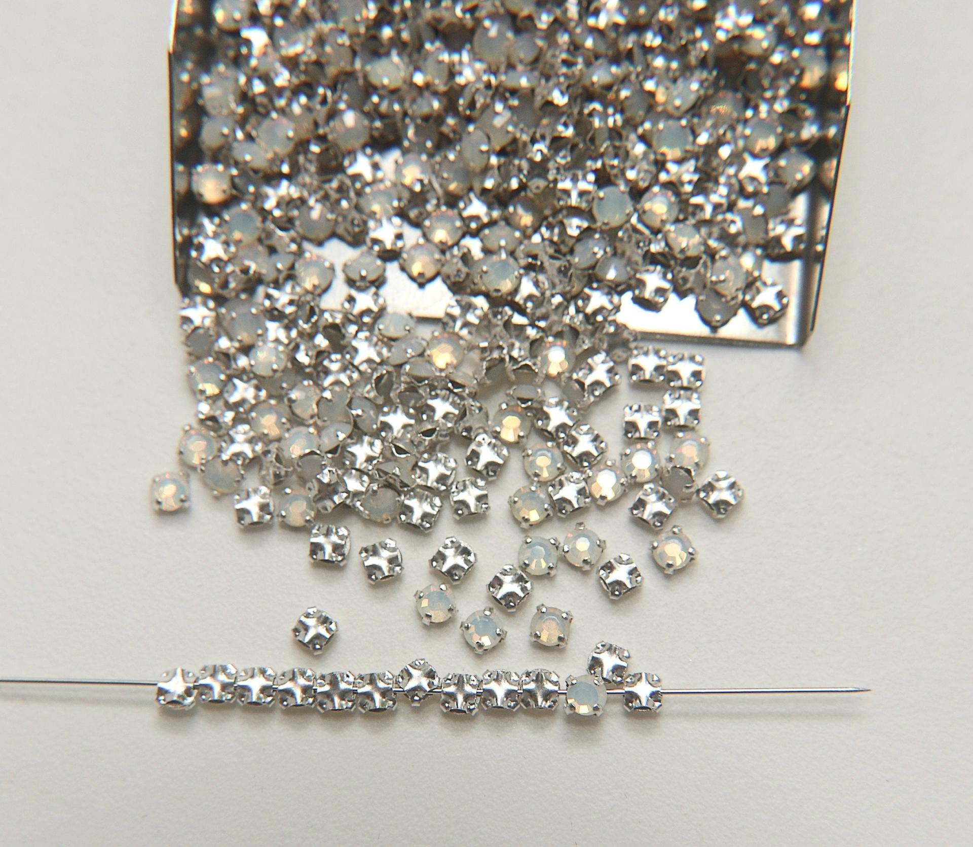 12ss Clear Flatback Swarovski Rose Montees, 3.25mm Silver Plated Mounted Rose Montees, in colors, sewon, embroidery materials, wedding deco