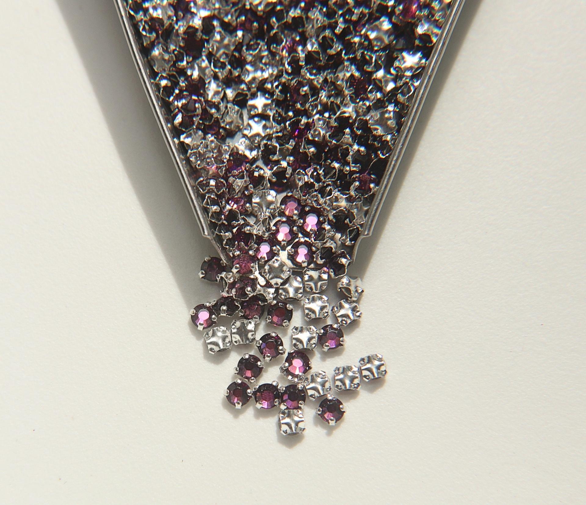 12ss Clear Flatback Swarovski Rose Montees, 3.25mm Silver Plated Mounted Rose Montees, in colors, sewon, embroidery materials, wedding deco