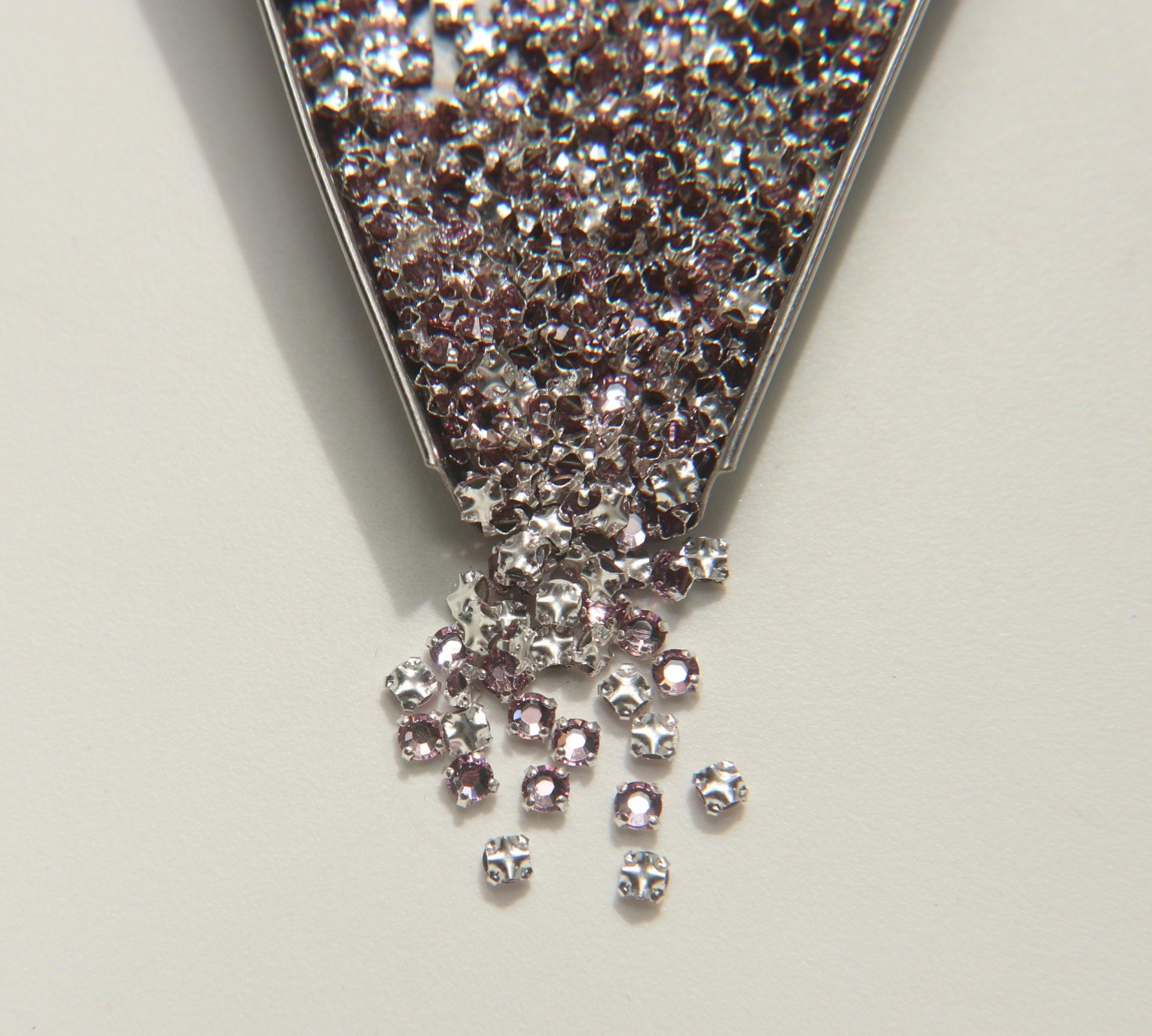 12ss Clear Flatback Swarovski Rose Montees, 3.25mm Silver Plated Mounted Rose Montees, in colors, sewon, embroidery materials, wedding deco