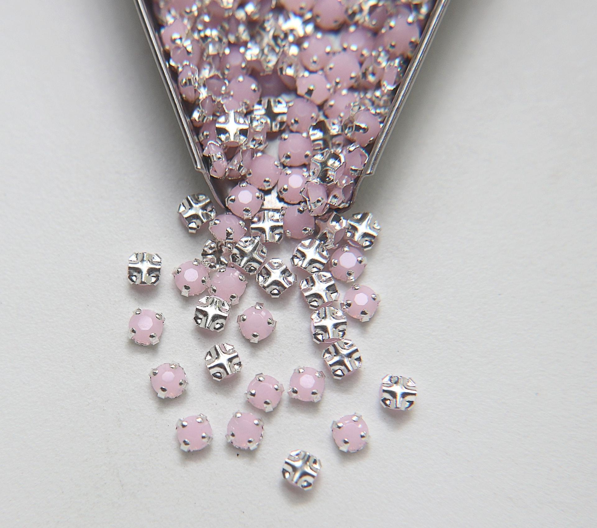 16ss Clear Flatback Swarovski Rose Montees, 4mm Silver Plated Mounted Rose Montees in colors sewon embroidery materials tailoring wedding