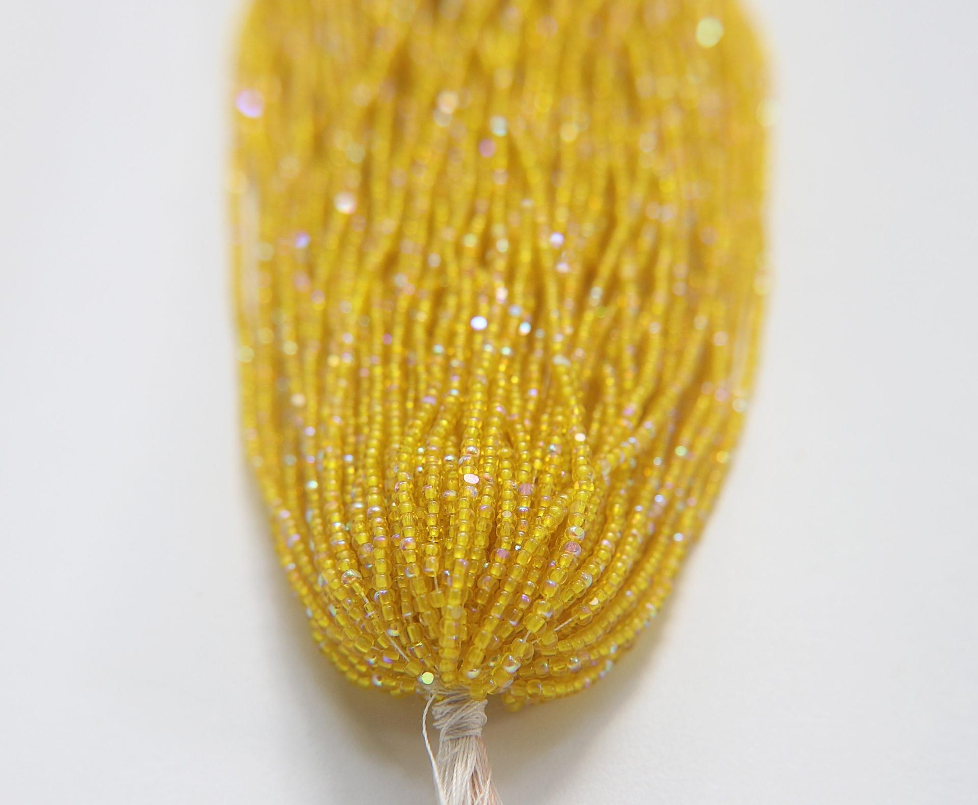 11/0 Hanks Charlotte Cut Beads Patina Transparent Yellow Aurore Boreale PREMIUM SEED BEADS Native Supplies jewelry making craft supply