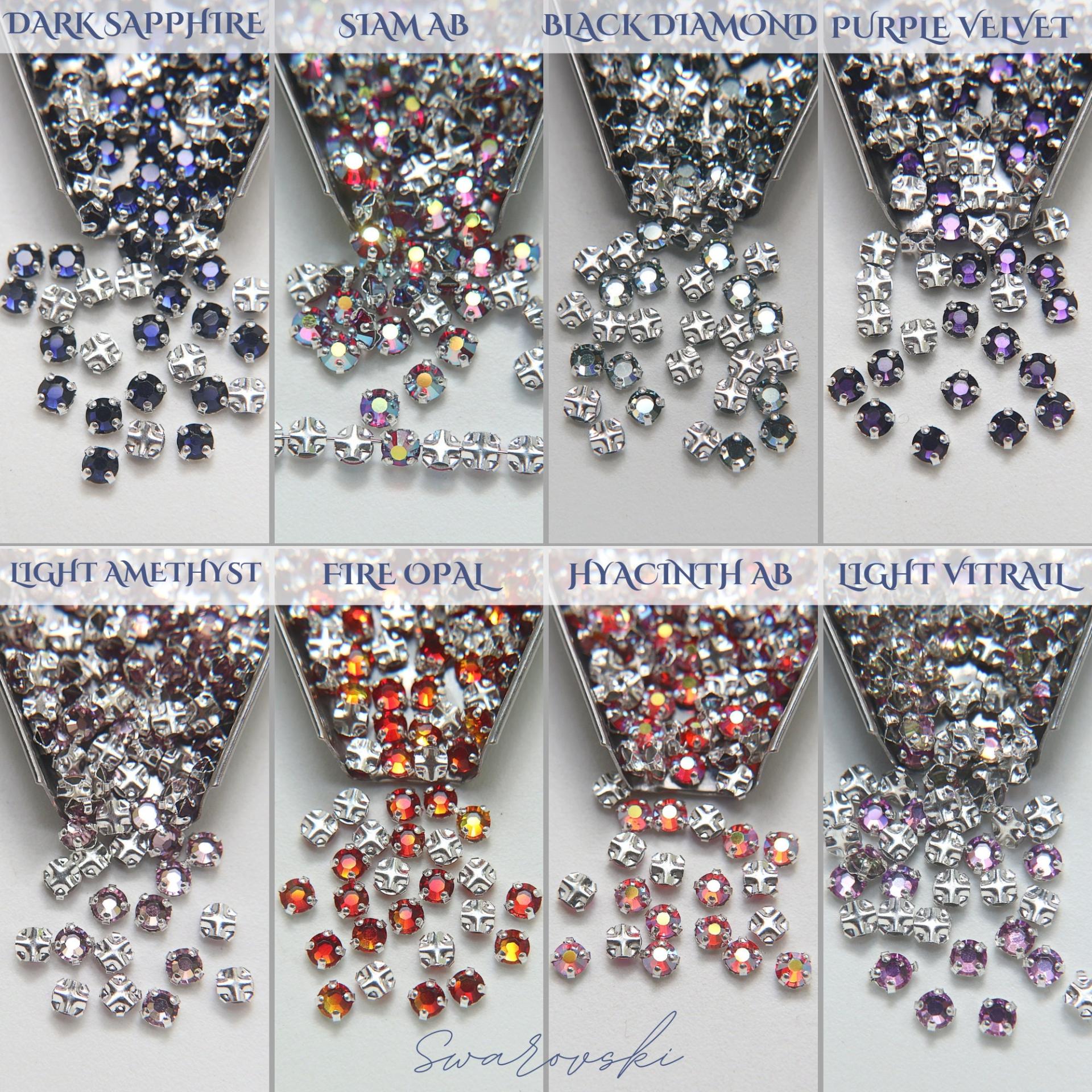 16ss Clear Flatback Swarovski Rose Montees, 4mm Silver Plated Mounted Rose Montees in colors sewon embroidery materials tailoring wedding
