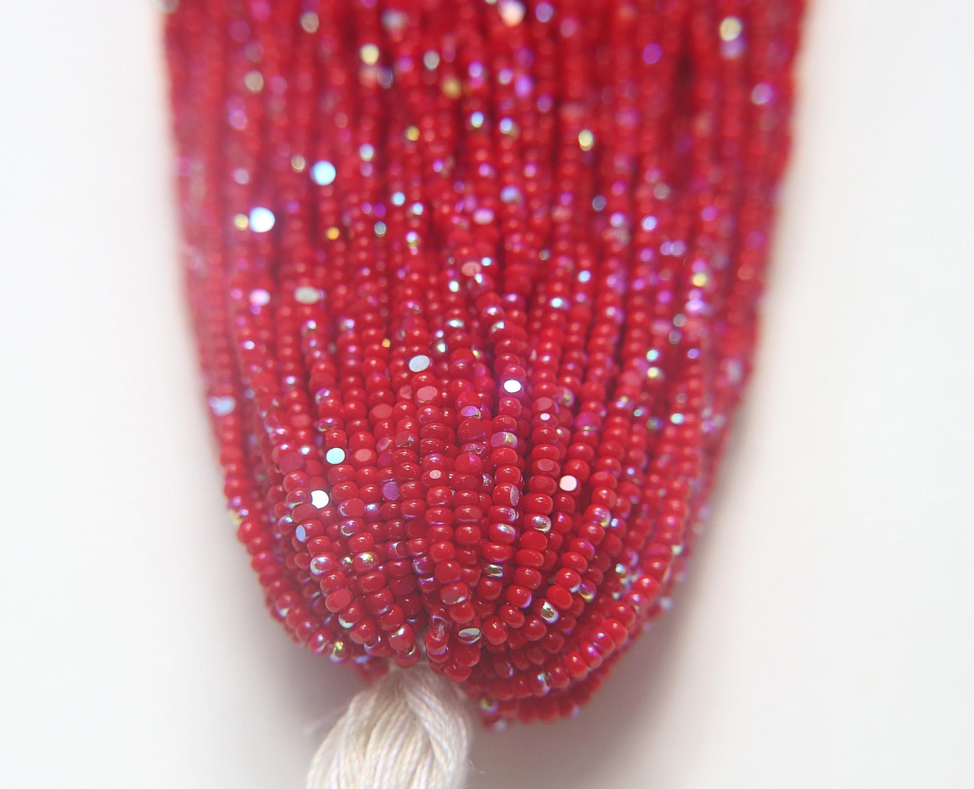 11/0 Hanks Charlotte Cut Beads Patina Dark Red Opaque Aurore Boreale 1/5/25/50/100 Hanks PREMIUM SEED BEADS, Native Supplies