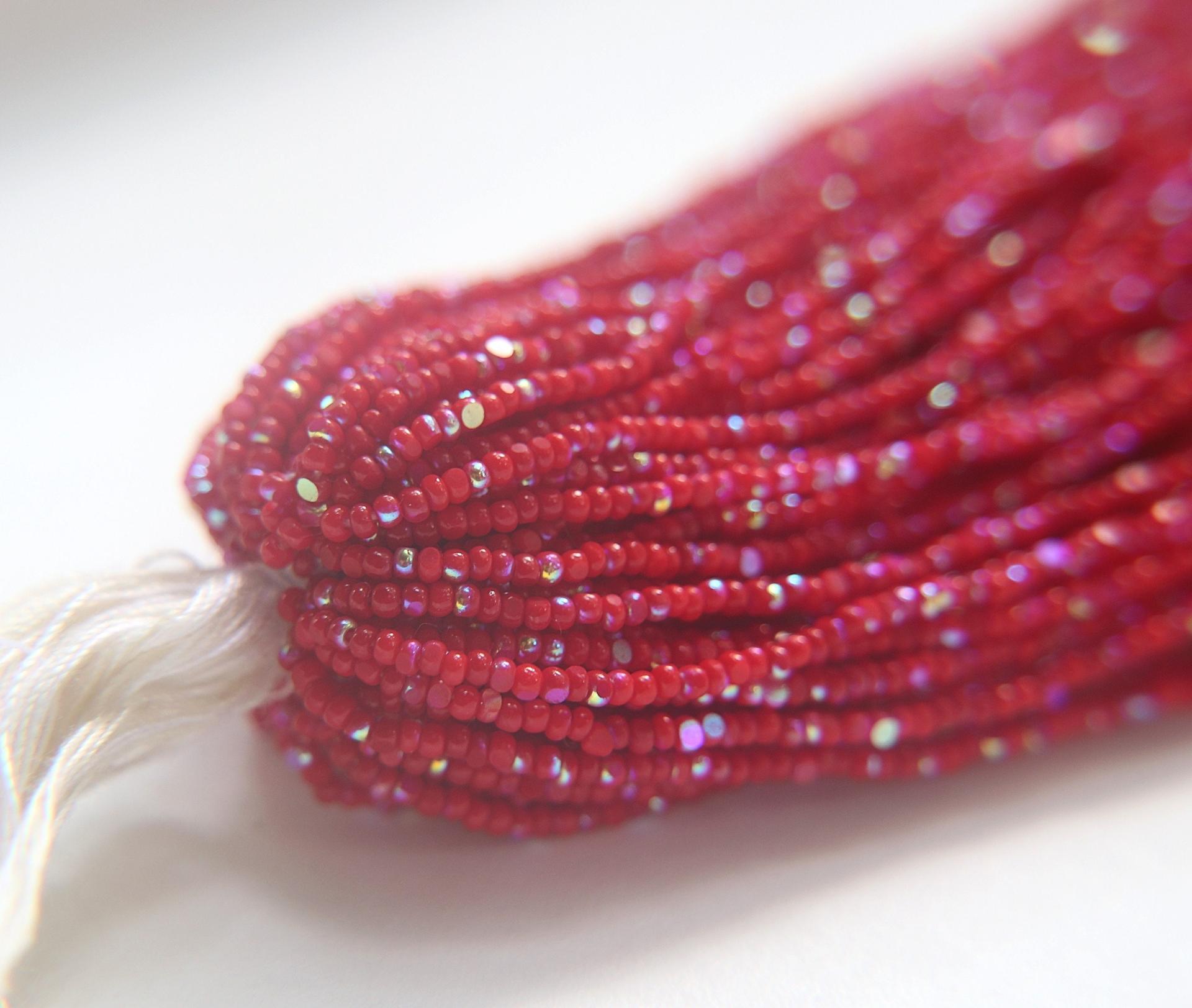 11/0 Hanks Charlotte Cut Beads Patina Dark Red Opaque Aurore Boreale 1/5/25/50/100 Hanks PREMIUM SEED BEADS, Native Supplies