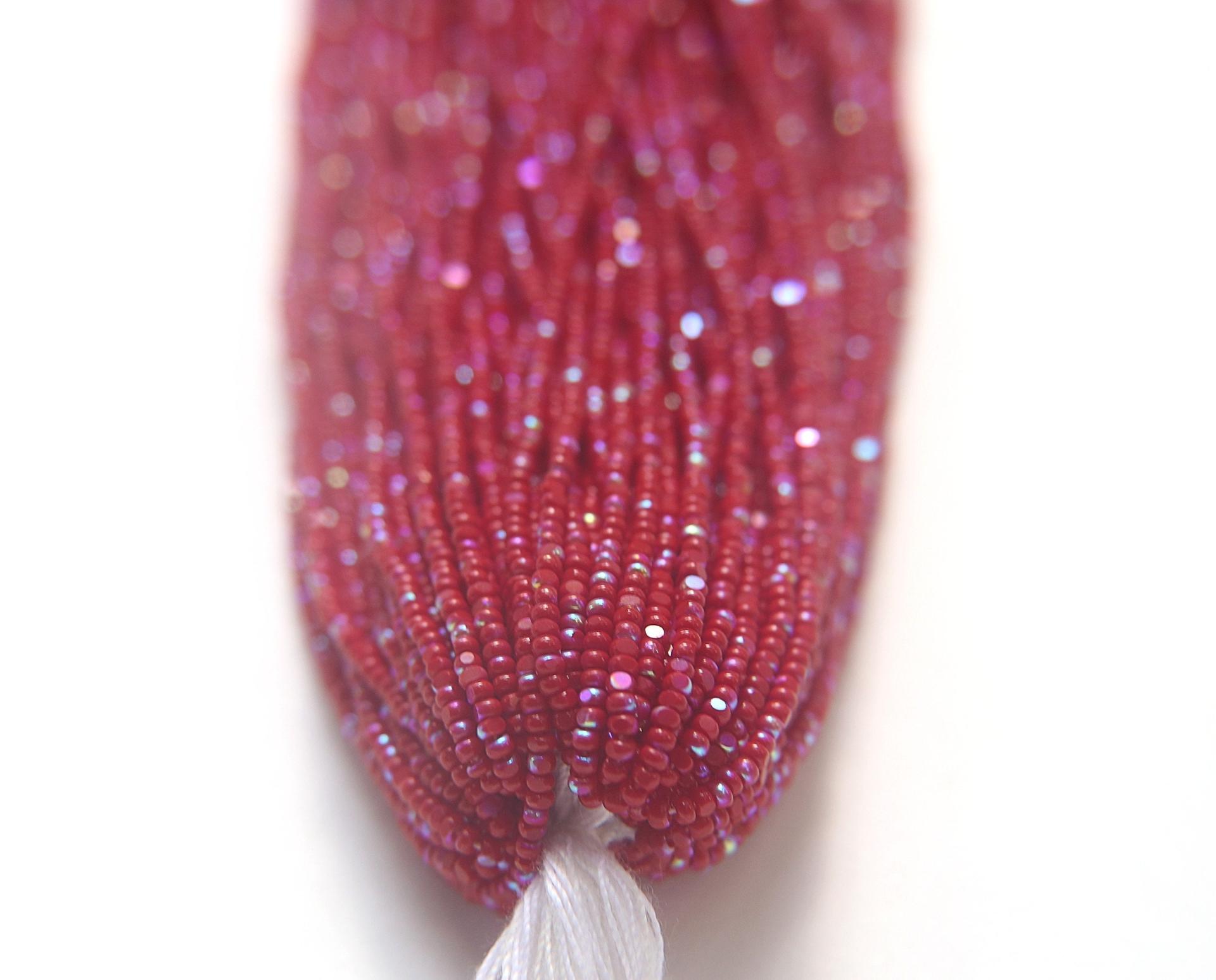 11/0 Hanks Charlotte Cut Beads Patina Opaque Cherry Red Aurore Boreale Hanks PREMIUM SEED BEADS Native Supplies jewelry making findings