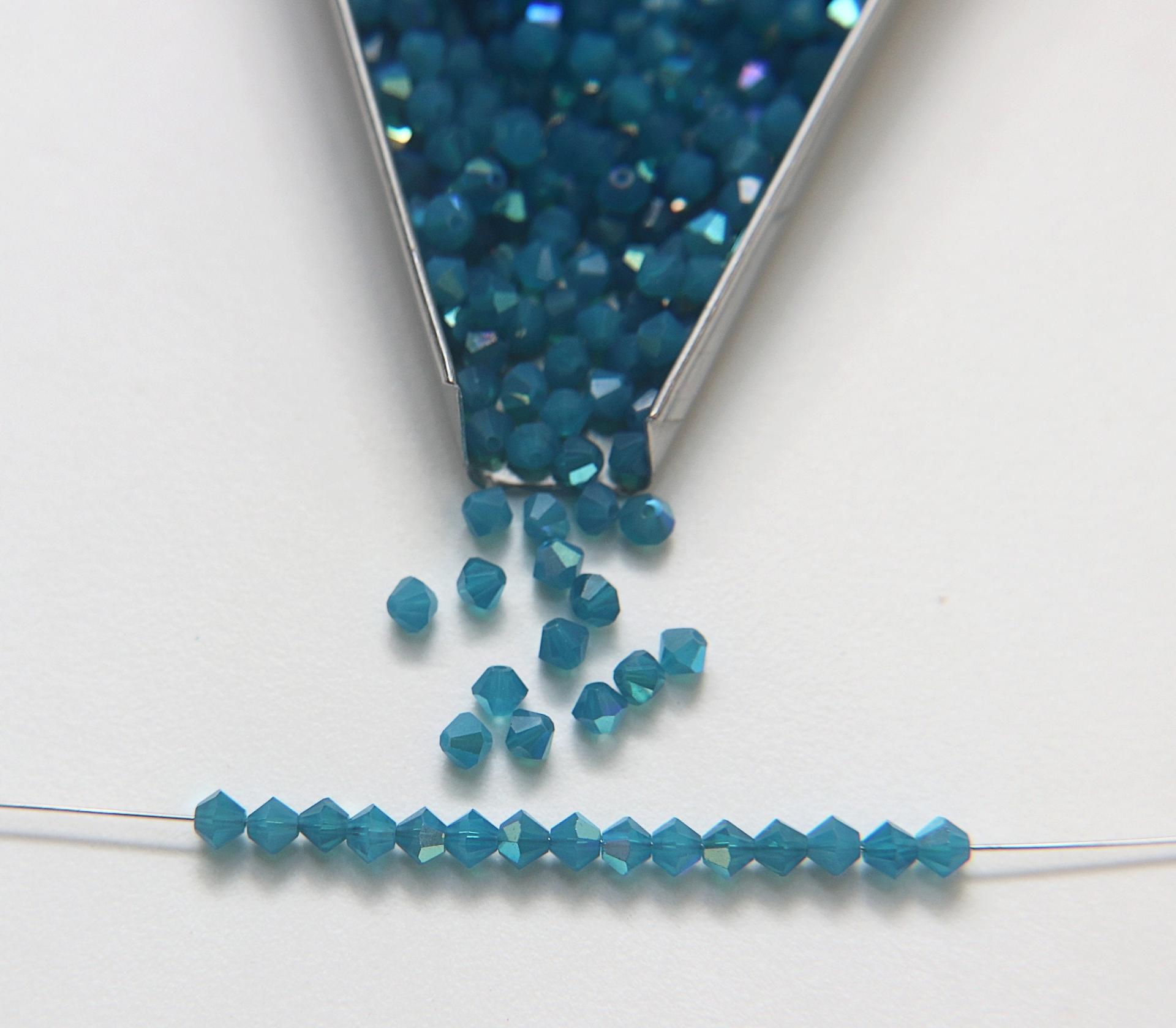 Swarovski 4mm Caribbean Blue Opal 1X Aurore Boreale Bicones Rainbow Beads bracelets making embroidery materials