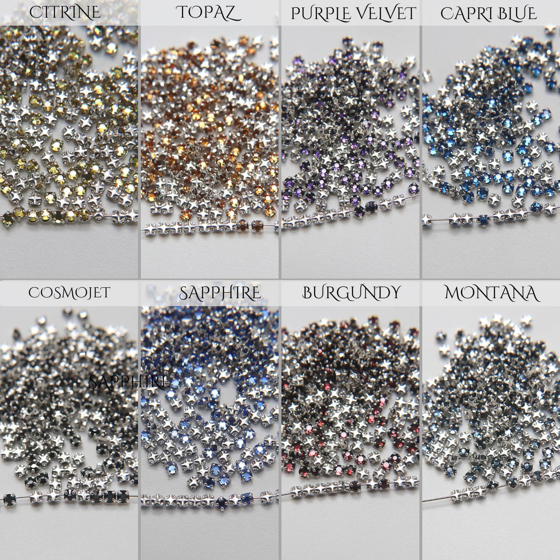 10ss Clear Flatback Swarovski Rose Montees, 2.8mm Silver Plated Mounted Rose Montees, in colors, sewon, embroidery materials, wedding deco