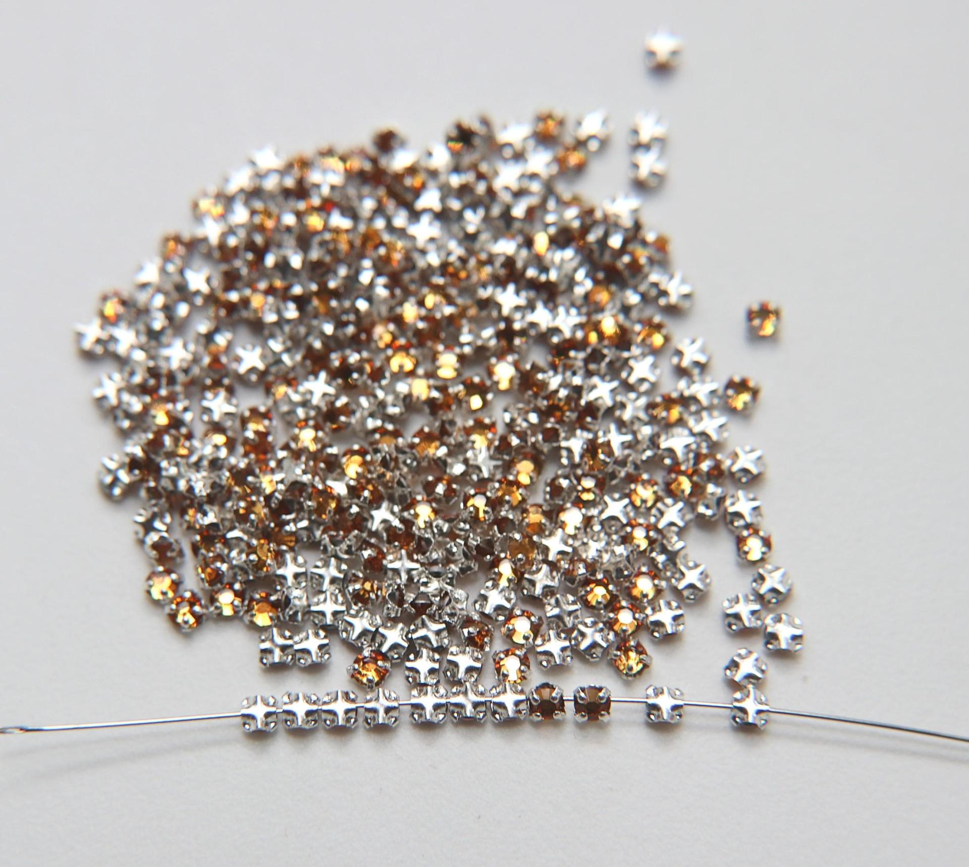 10ss Clear Flatback Swarovski Rose Montees, 2.8mm Silver Plated Mounted Rose Montees, in colors, sewon, embroidery materials, wedding deco