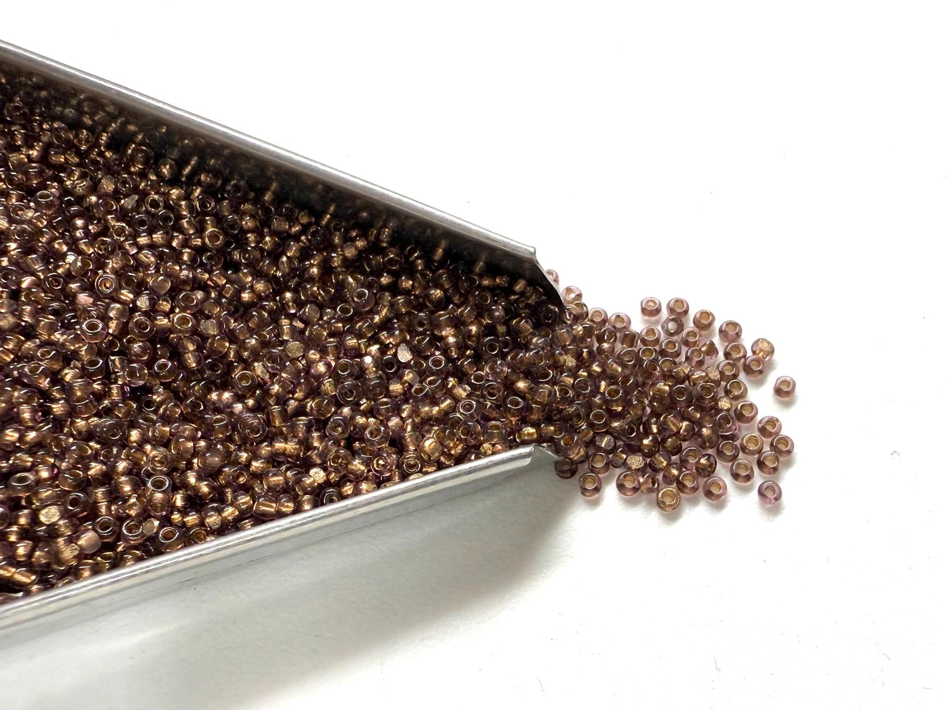 11/0 True cuts Charlotte Beads Light Amethyst Antique Gold Lined 10/20/50/250/500 Grams PREMIUM SEED BEADS, Native Supply
