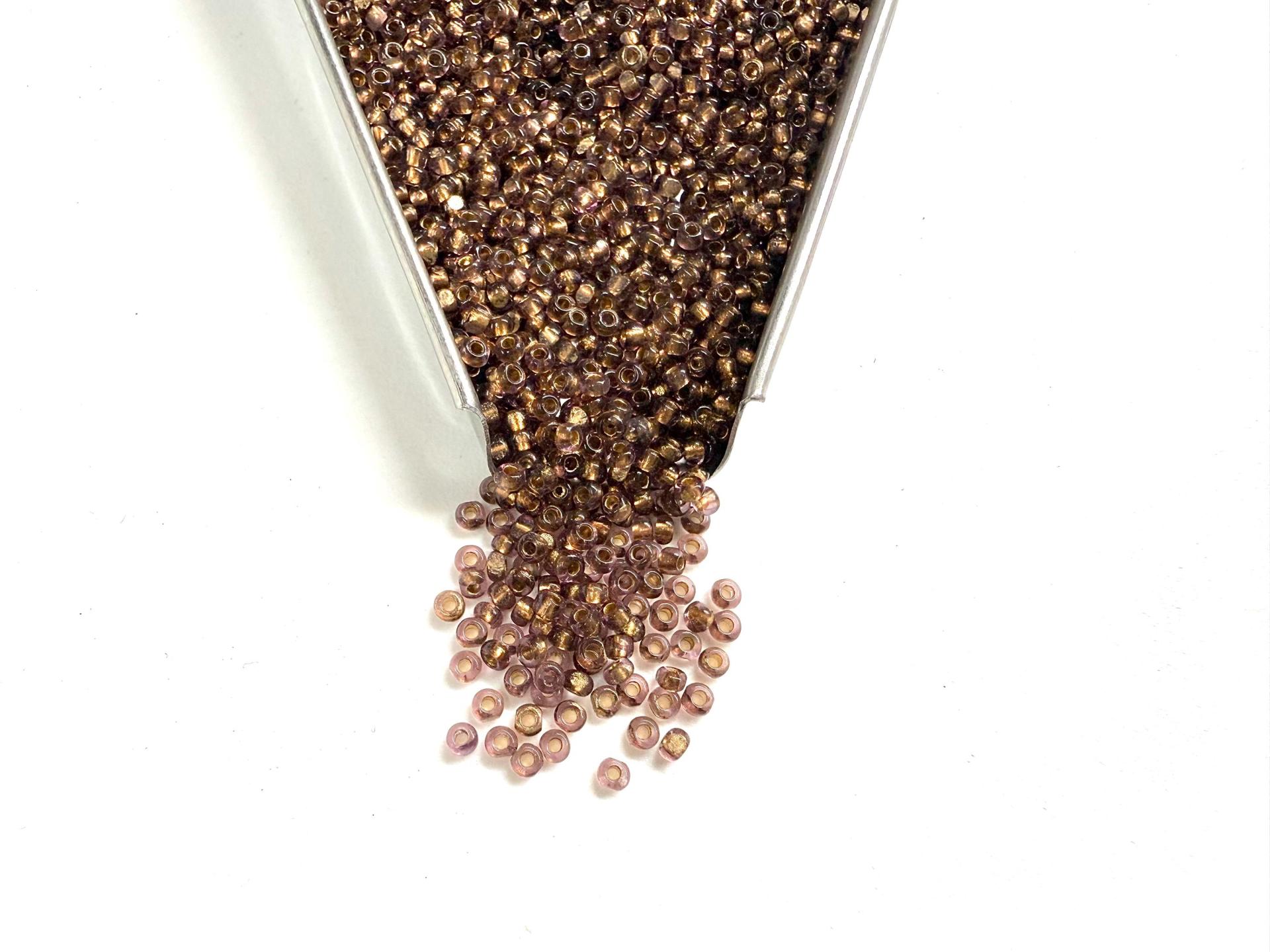 11/0 True cuts Charlotte Beads Light Amethyst Antique Gold Lined 10/20/50/250/500 Grams PREMIUM SEED BEADS, Native Supply
