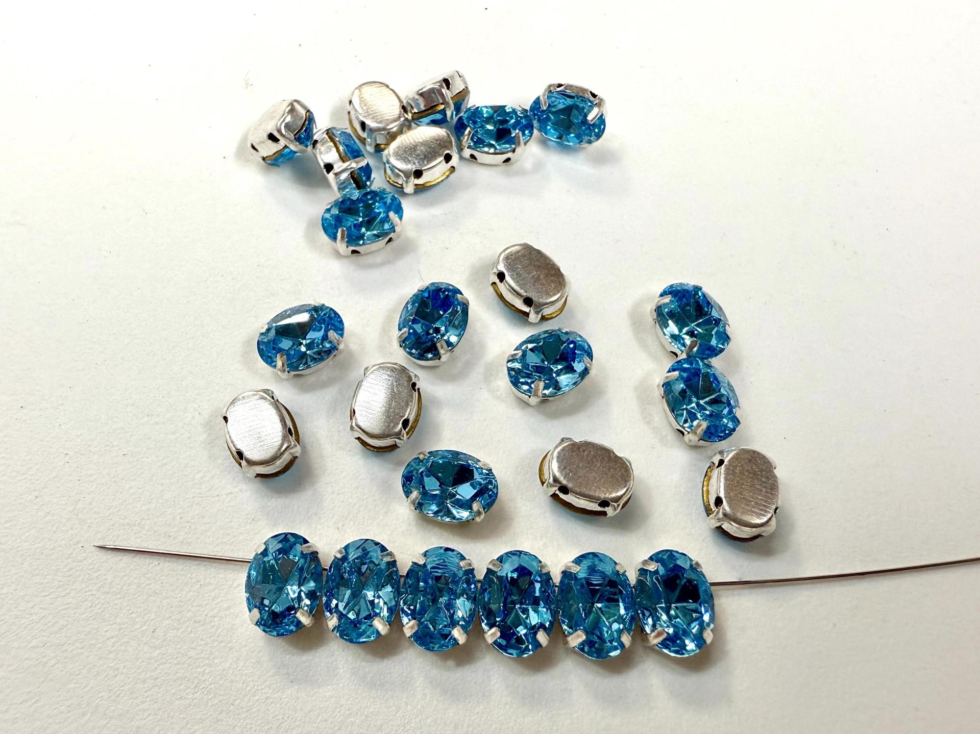 Swarovski 8x6 MM Oval Vintage Crystal Prong Settings SILVER SETTINGS strass embellishments vintage rare