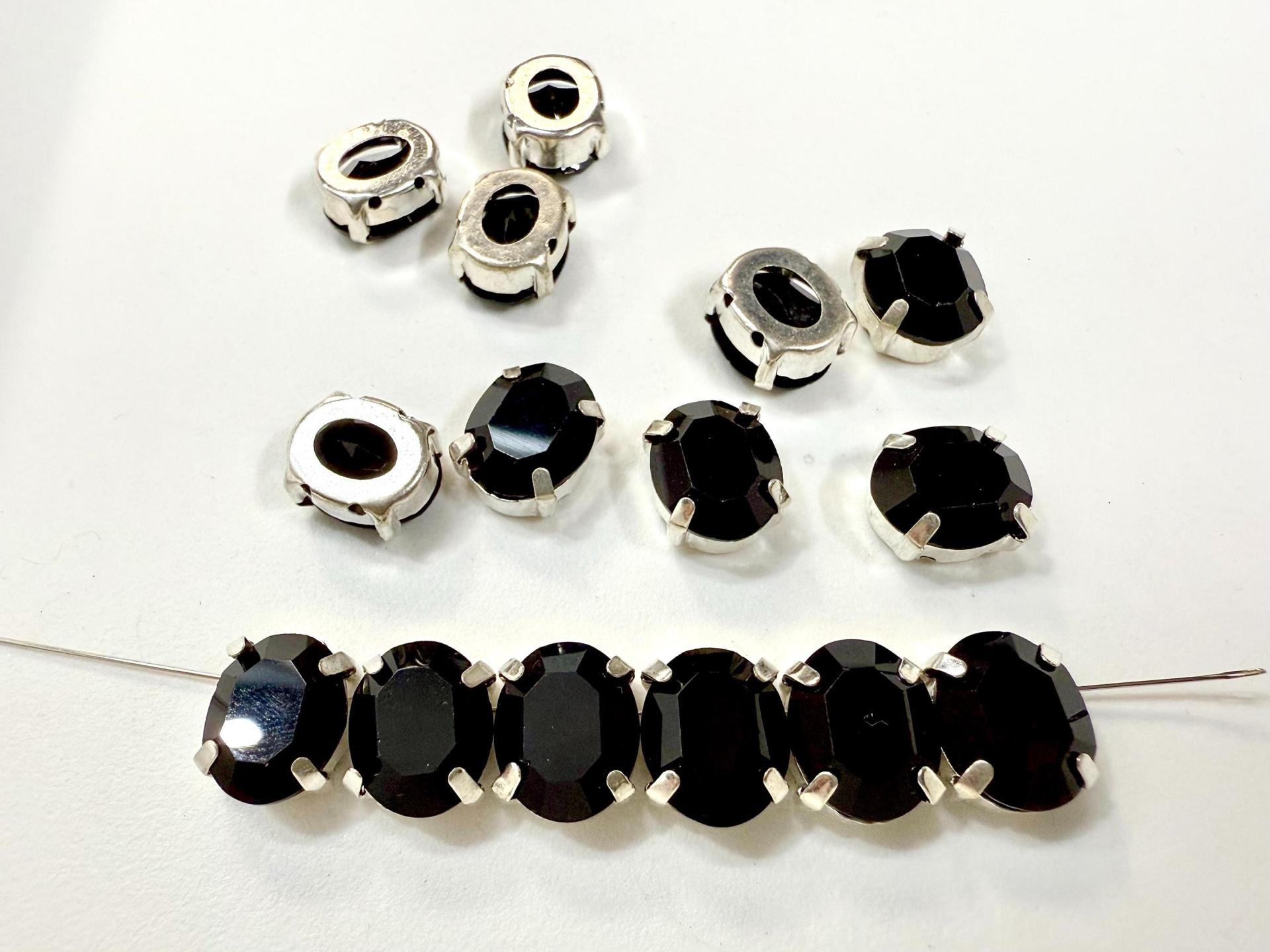 PRECIOSA 12x10 VINTAGE Oval Silver Clips Sewon 4 hole embroidery materials sewing jewelry making craft vintage supplies