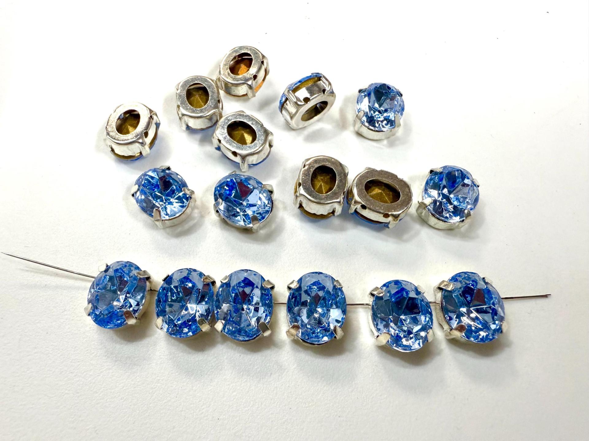 PRECIOSA 12x10 VINTAGE Oval Silver Clips Sewon 4 hole embroidery materials sewing jewelry making craft vintage supplies