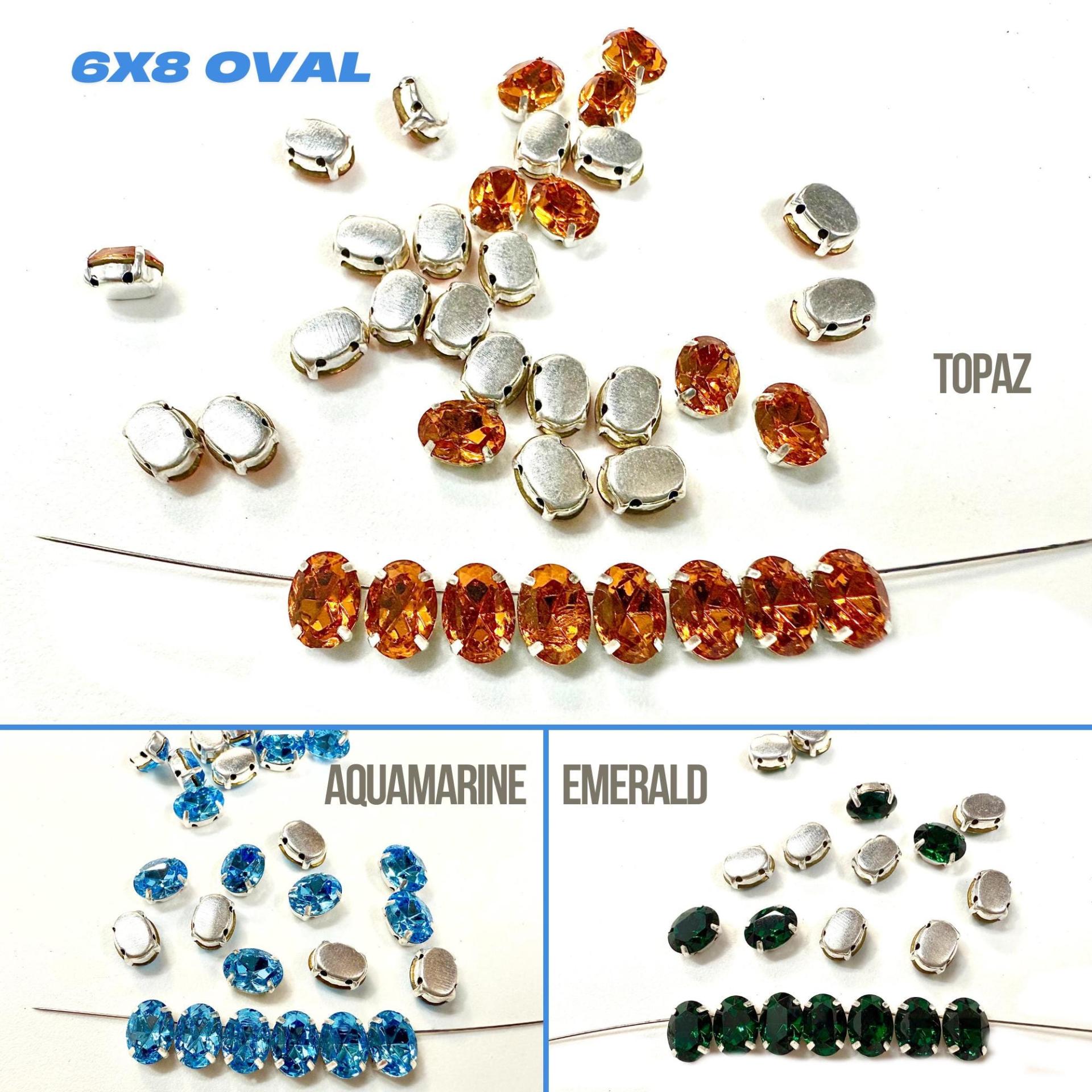 Swarovski 8x6 MM Oval Vintage Crystal Prong Settings SILVER SETTINGS strass embellishments vintage rare