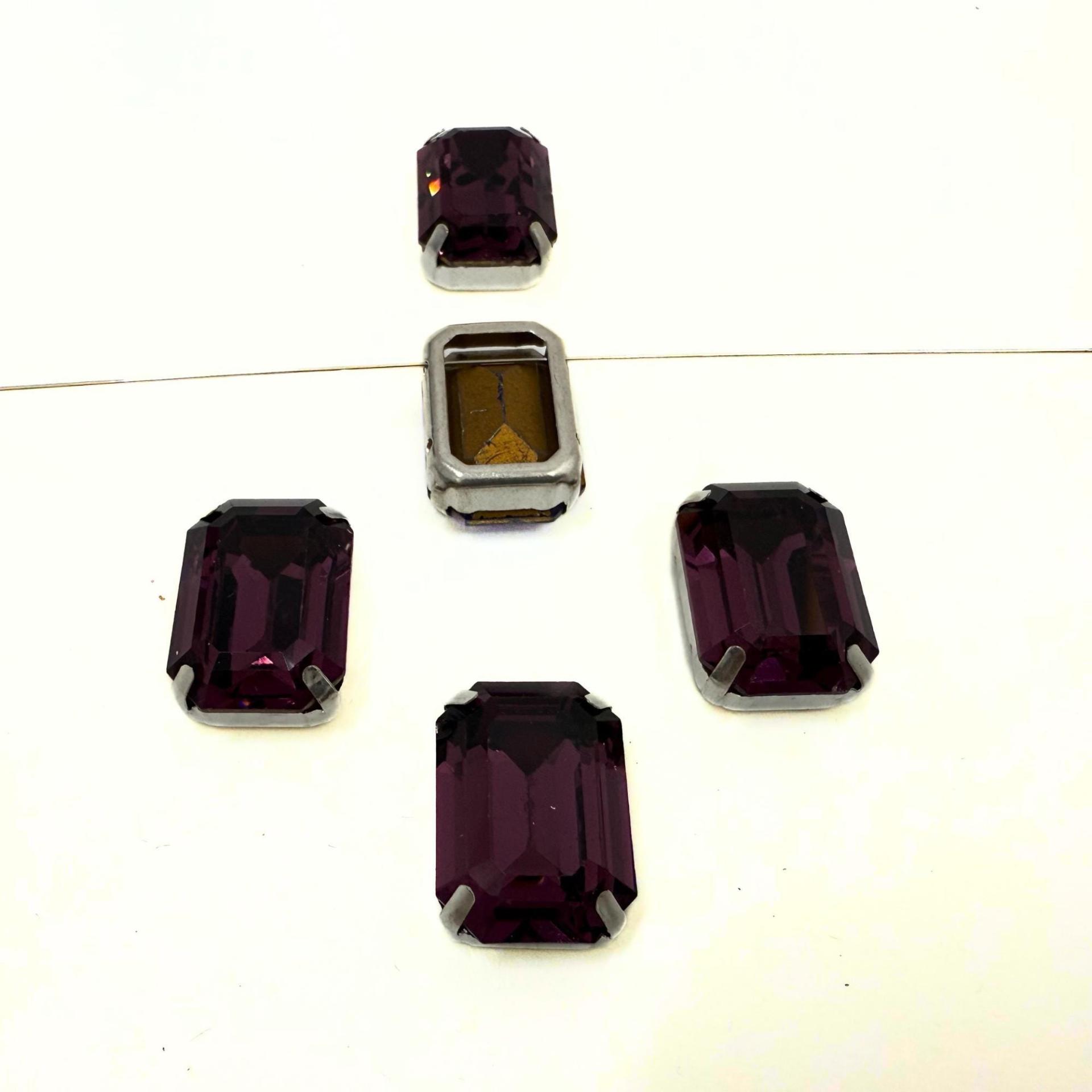 Swarovski 18x13 Crystal 4610 Octagon Silver Clips Sewon 4 hole embroidery materials sewing jewelry making craft vintage supplies