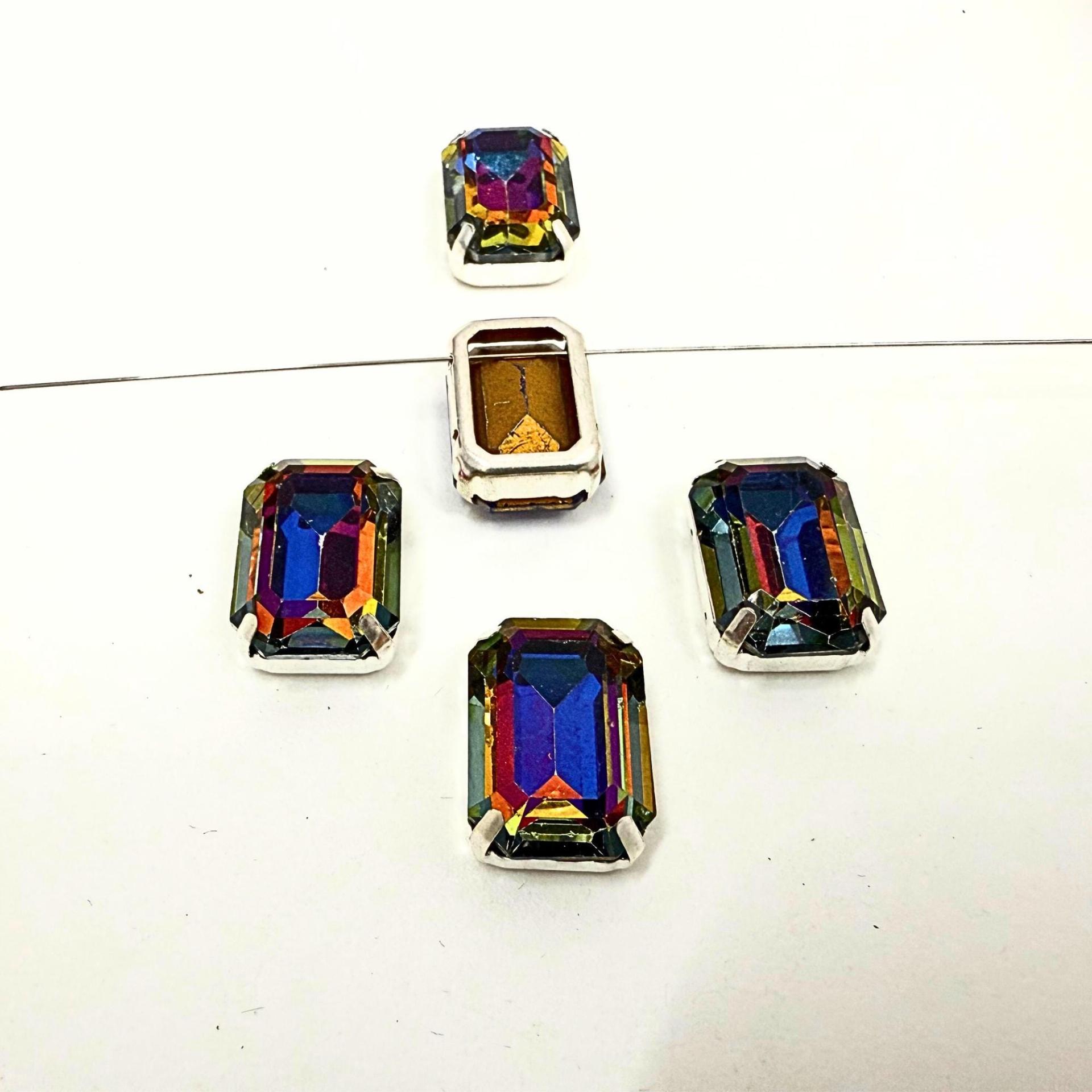 Swarovski 18x13 Crystal 4610 Octagon Silver Clips Sewon 4 hole embroidery materials sewing jewelry making craft vintage supplies