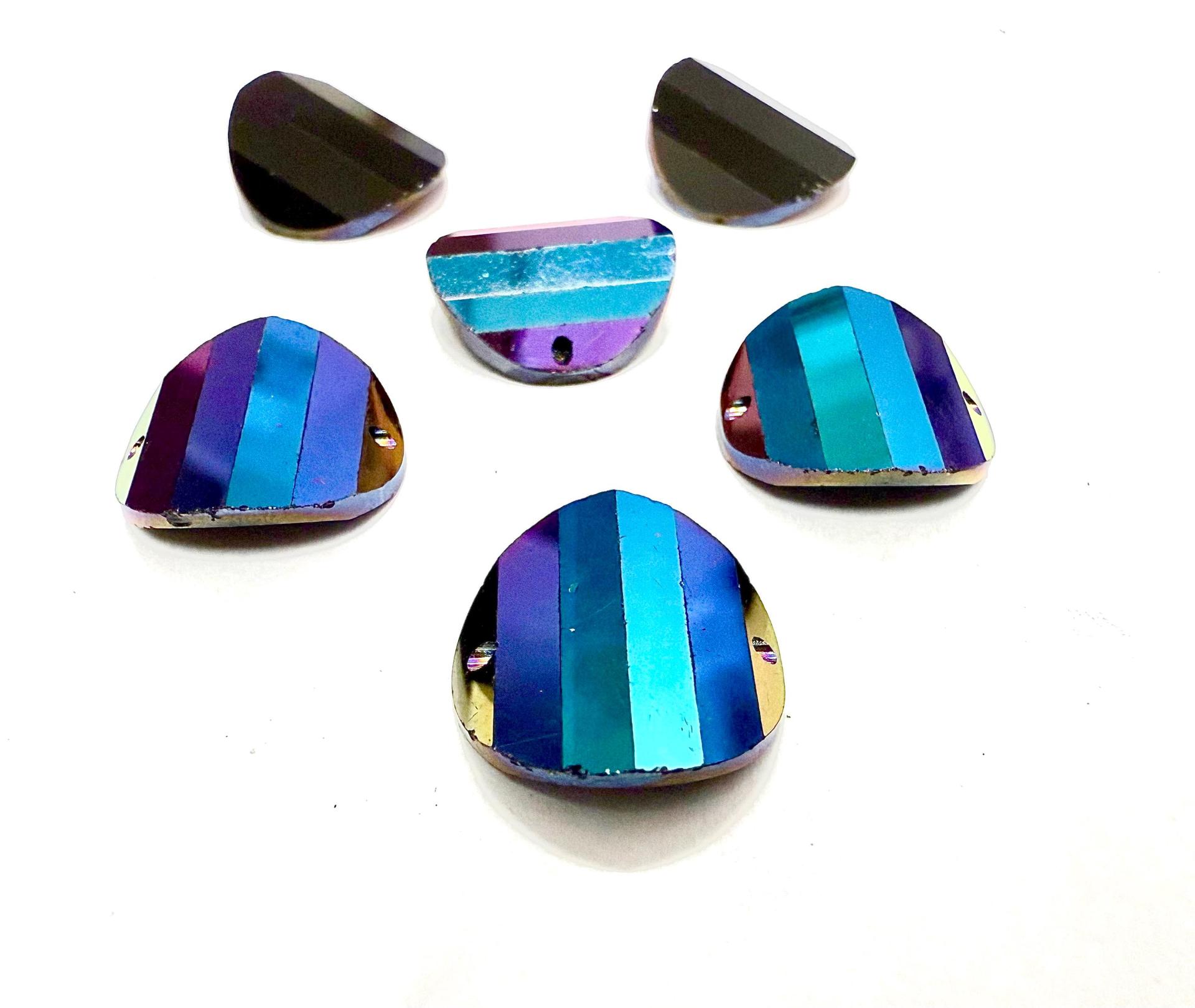 Crystal Rainbow Dark Swarovski Crystal Square Faceted Buttons for Sewing Projects - 16mm Vintage Crystal Button Beads and Jewelry Supplies