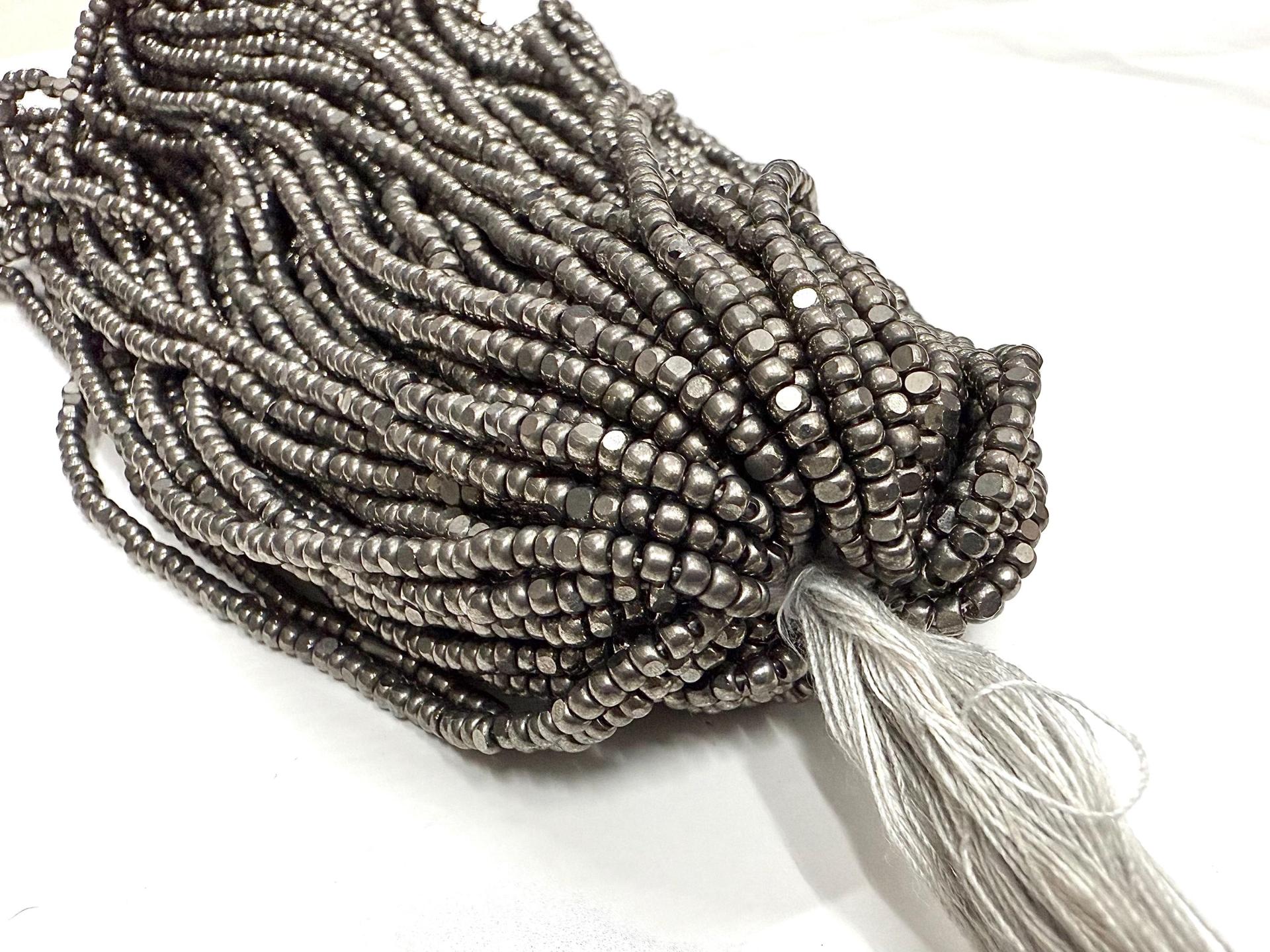 8/0 Hanks Charlotte Cut Beads Gunmetal Hanks PREMIUM SEED BEADS Native Supplies ornament making