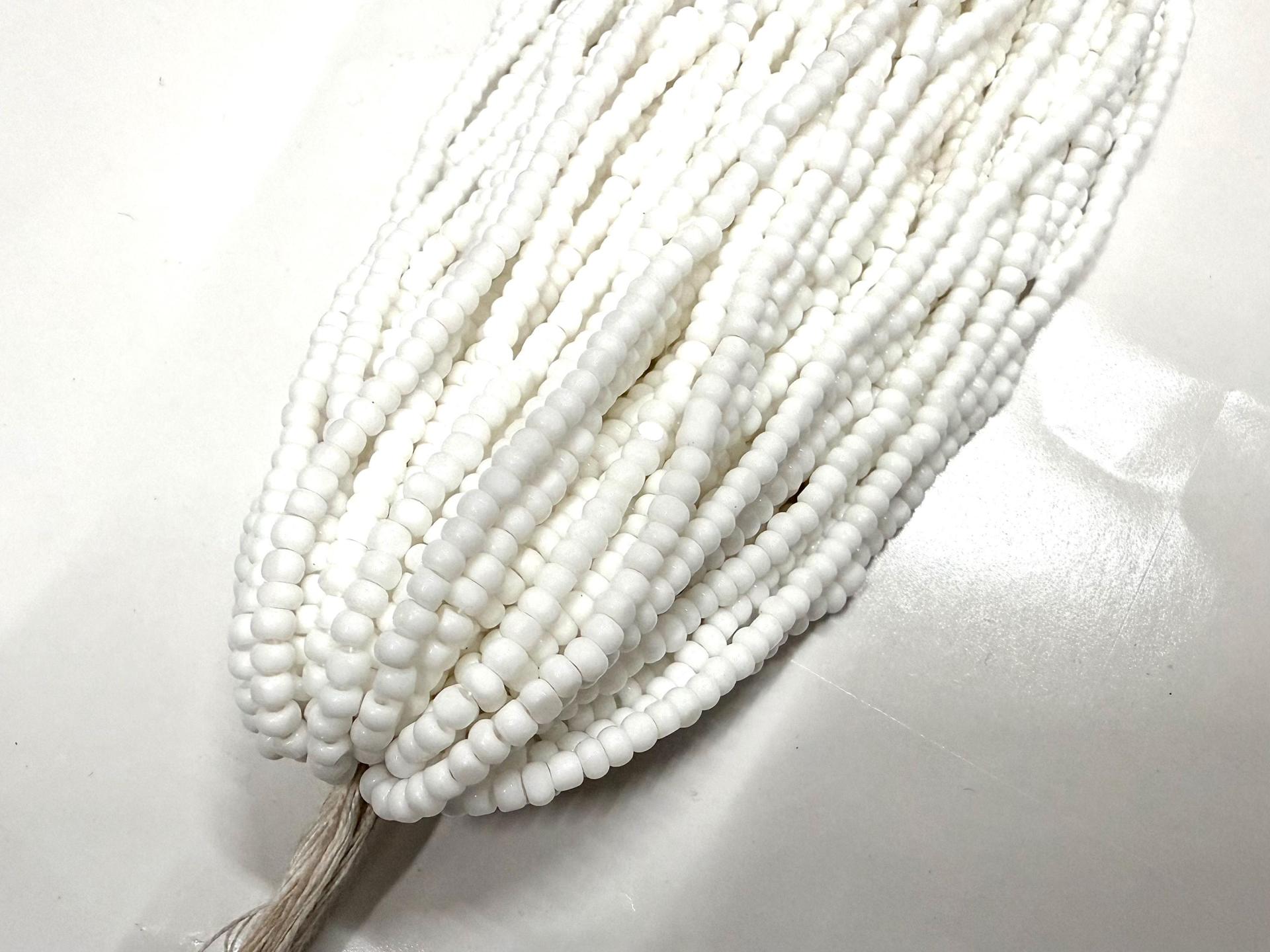 8/0 Hanks Charlotte Cut Beads Opaque Chalk White Hanks PREMIUM SEED BEADS Native Supplies ornament making