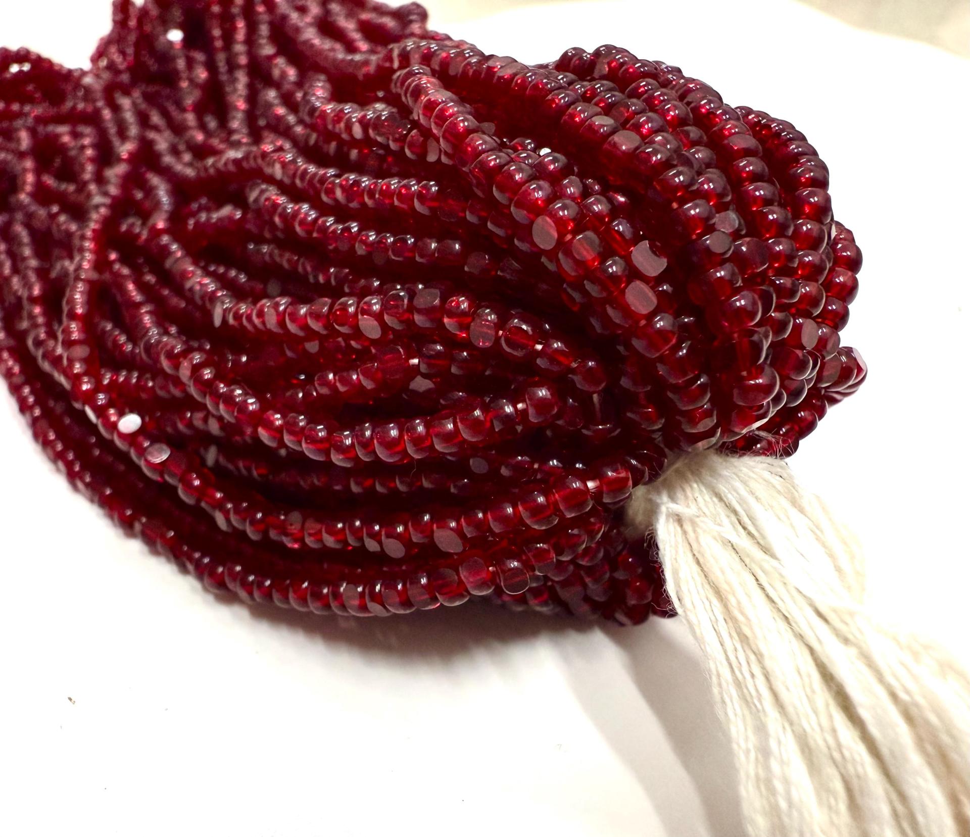 8/0 Hanks Charlotte Cut Beads 90120 Transparent Garnet Hanks PREMIUM SEED BEADS Native Supplies ornament making