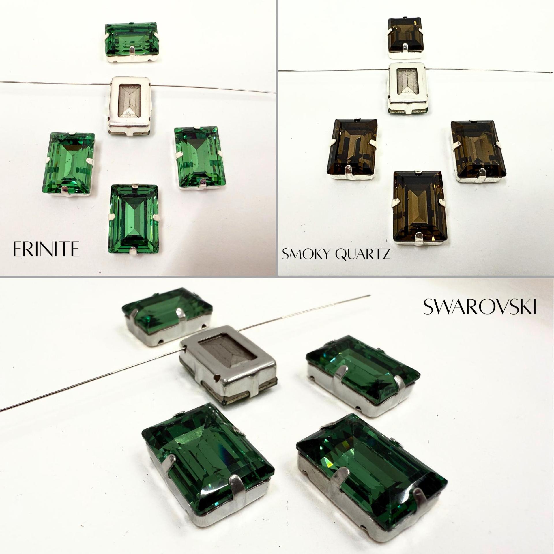 Swarovski 18x13 Crystal 4527 step cut Silver Clips Sewon 4 hole embroidery material sewing jewelry making craft vintage supply