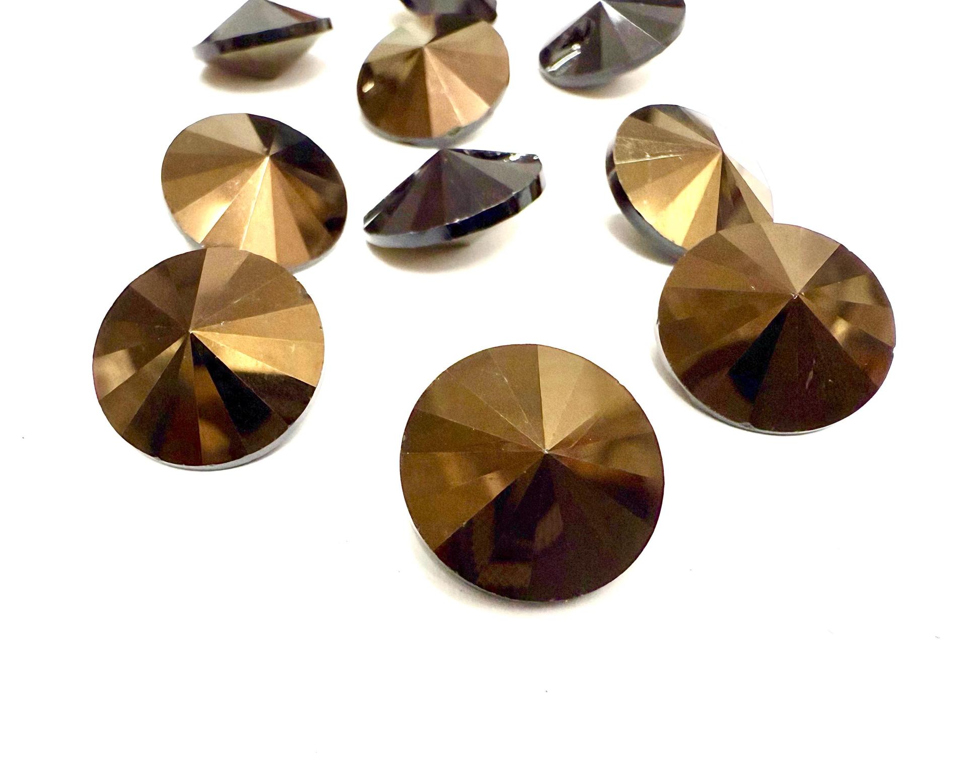 16mm Jet Nut Vintage Swarovski 3015 Sew On Rivoli Button Genuine Swarovski Crystal