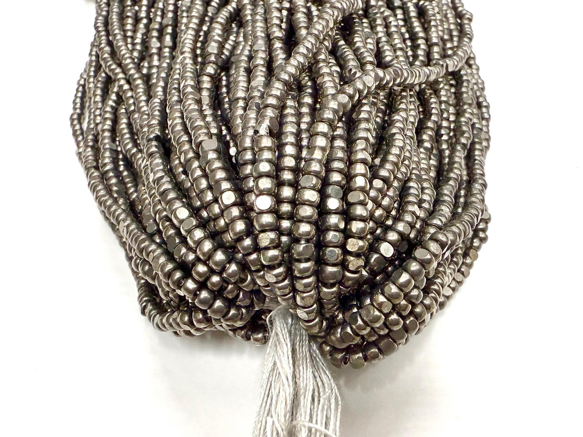 8/0 Hanks Charlotte Cut Beads Gunmetal Hanks PREMIUM SEED BEADS Native Supplies ornament making