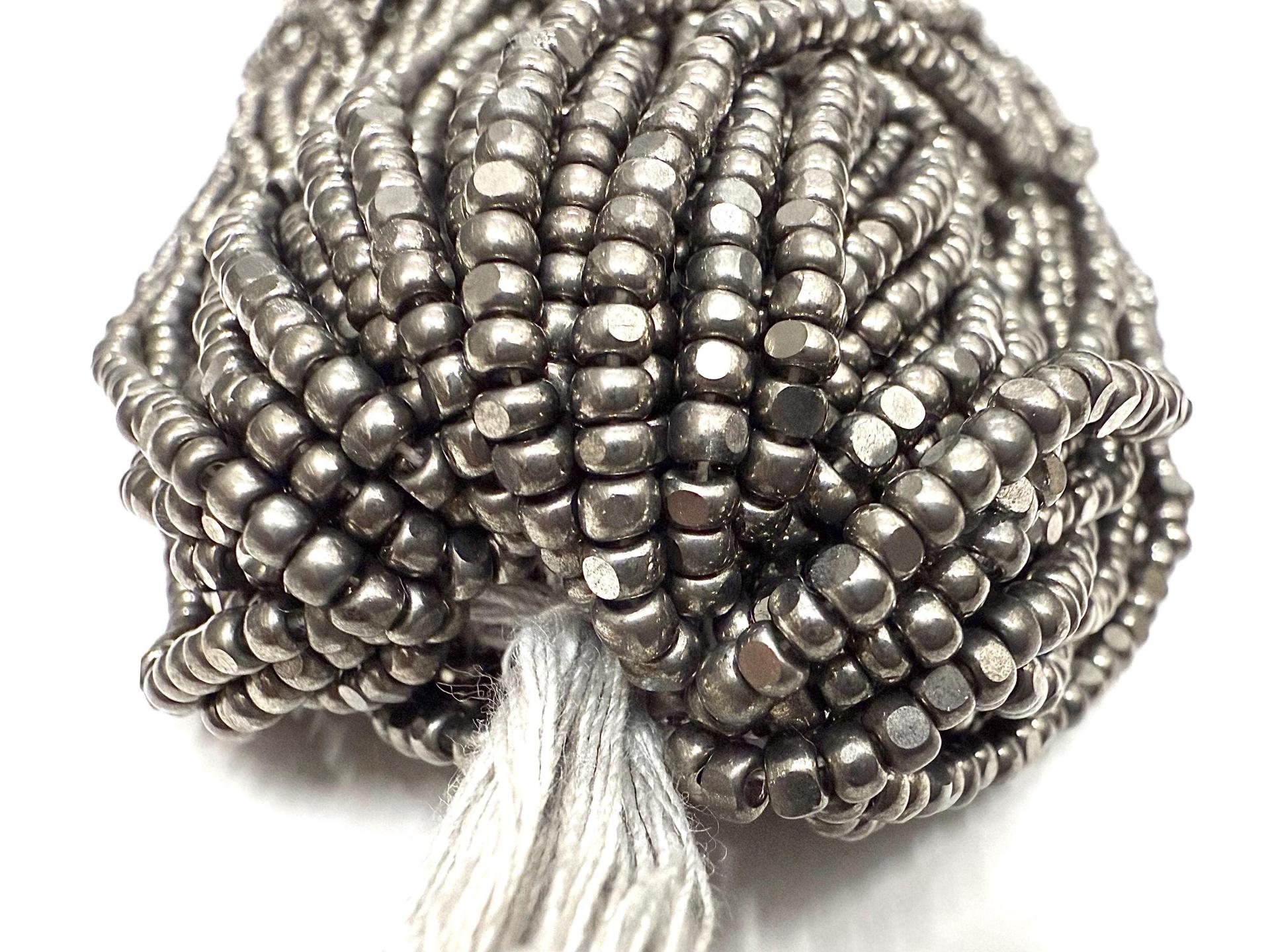 8/0 Hanks Charlotte Cut Beads Gunmetal Hanks PREMIUM SEED BEADS Native Supplies ornament making