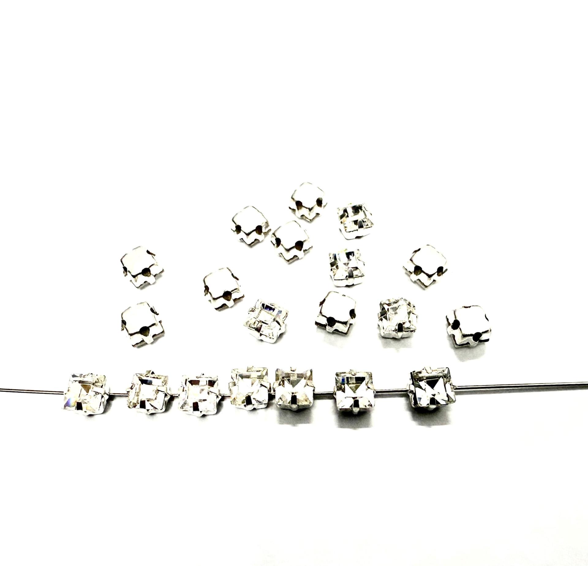 4mm square Swarovski Crystal Montees 4mm silver Plated Mounted Rose Montees sewon embroidery materials wedding decoration