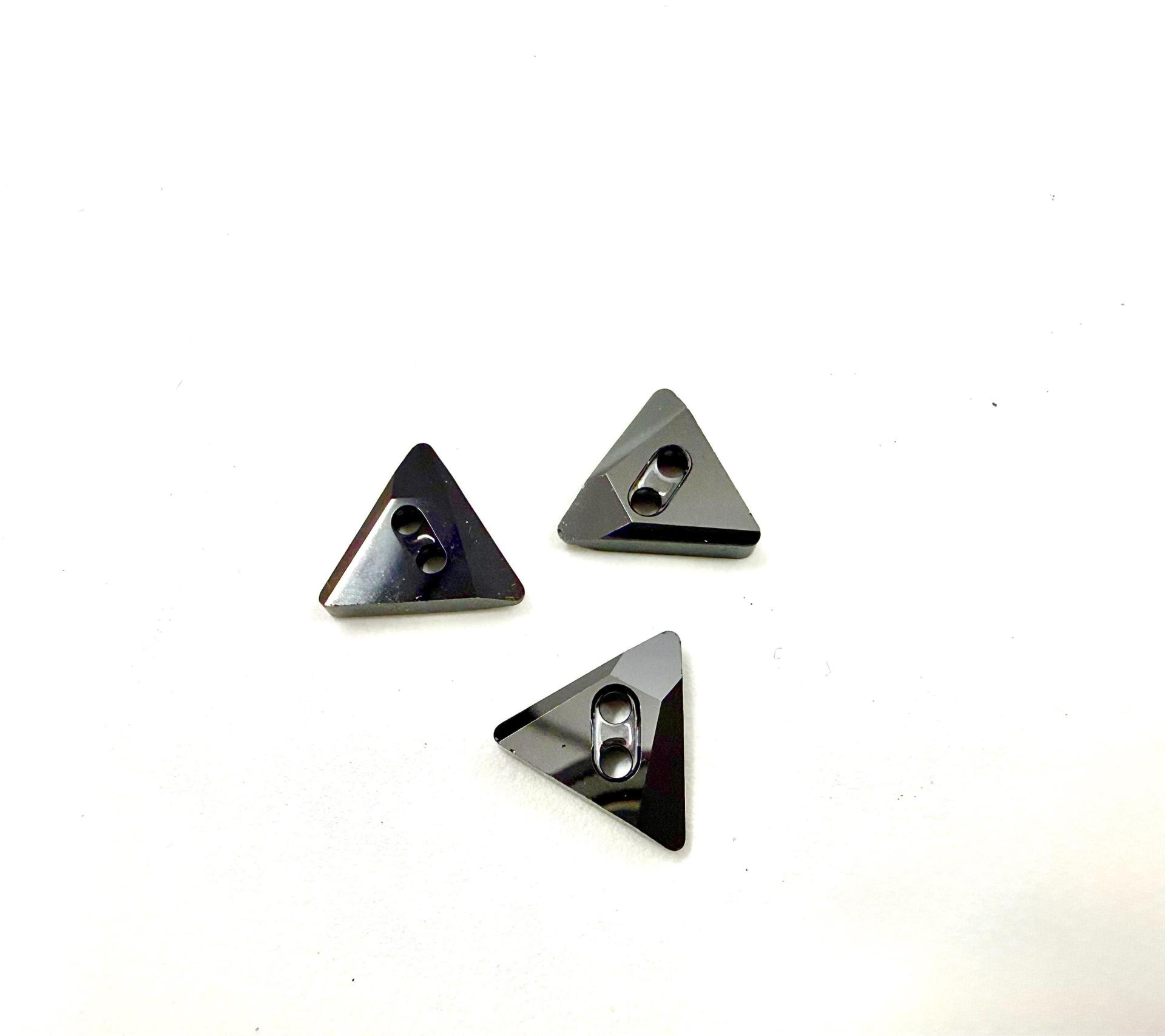 14mm Swarovski 3028 Triangle Jet Hematite Button vintage crystals Button vintage crystals