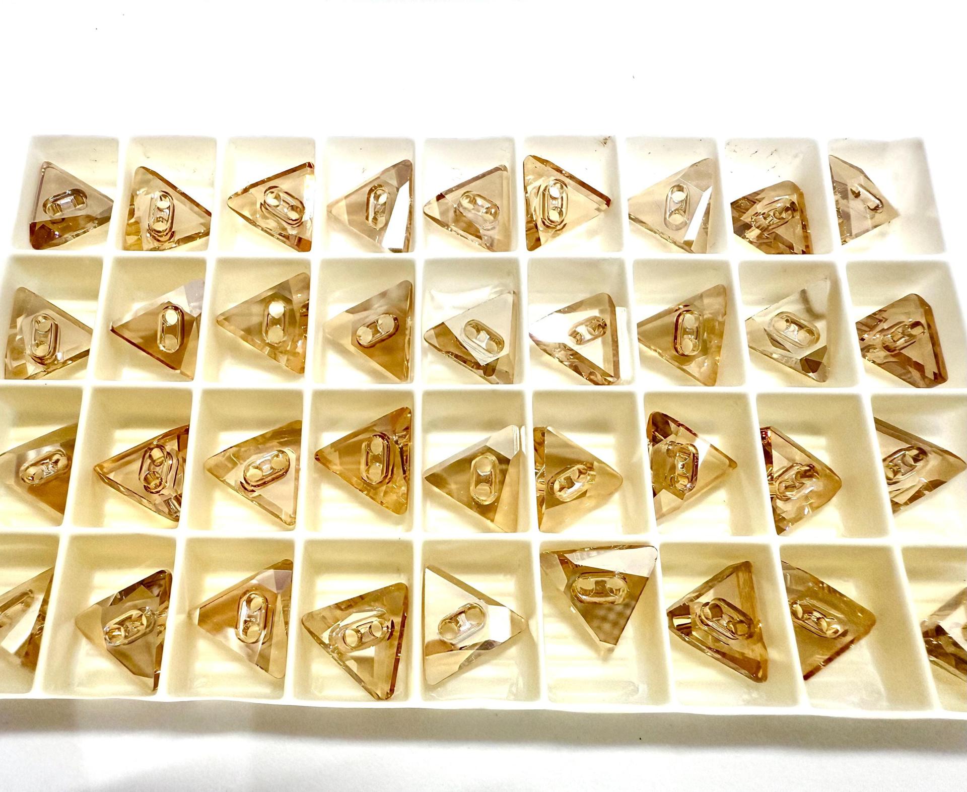 12mm Swarovski 3028 Triangle Crystal Golden Shadow Button vintage crystals