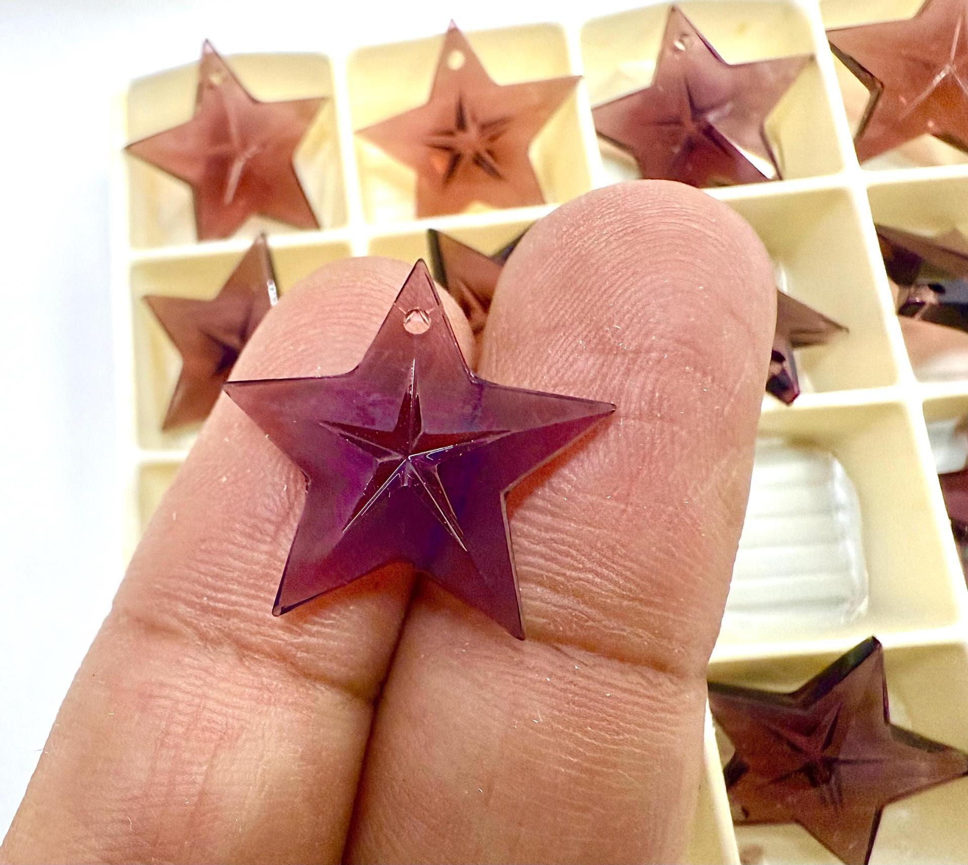 Swarovski Burgundy 6716 Faceted Star Pendants 20mm Crystal drops vintage findings jewelry making wedding decorations chandelier parts
