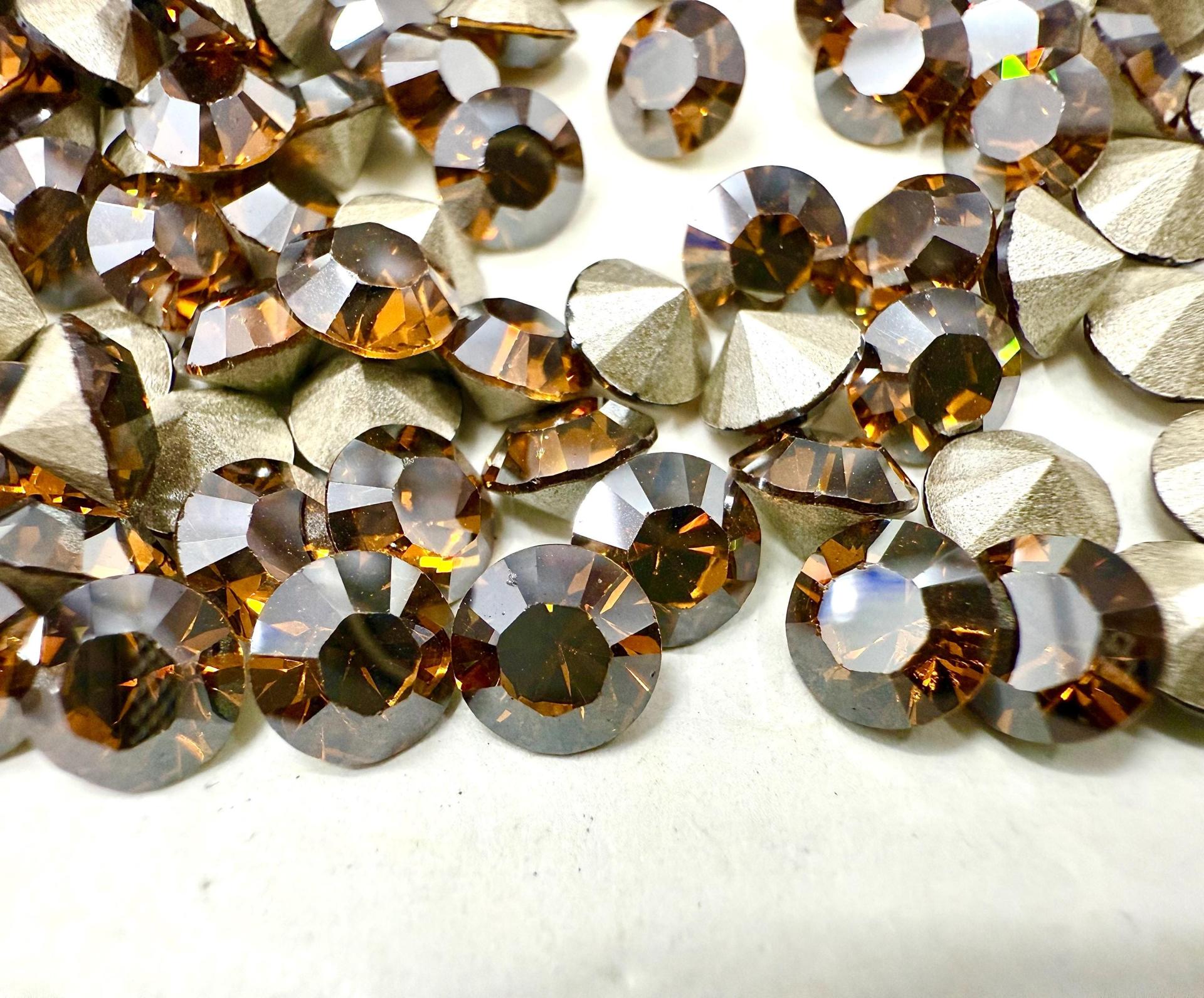 29ss Swarovski Crystal 1028 Chaton Topaz Satin Round Stone Pointed Back Crystal