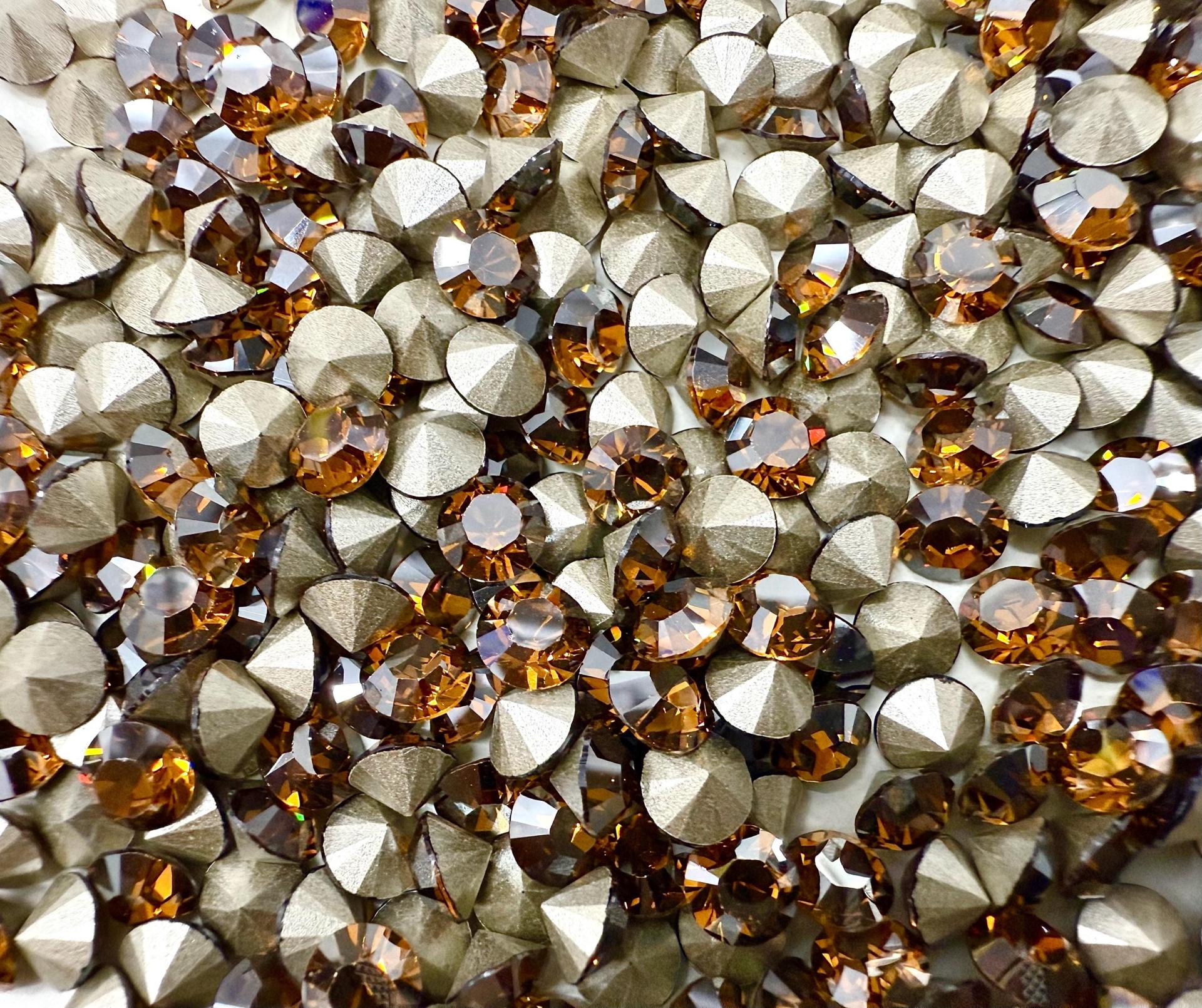 29ss Swarovski Crystal 1028 Chaton Topaz Satin Round Stone Pointed Back Crystal
