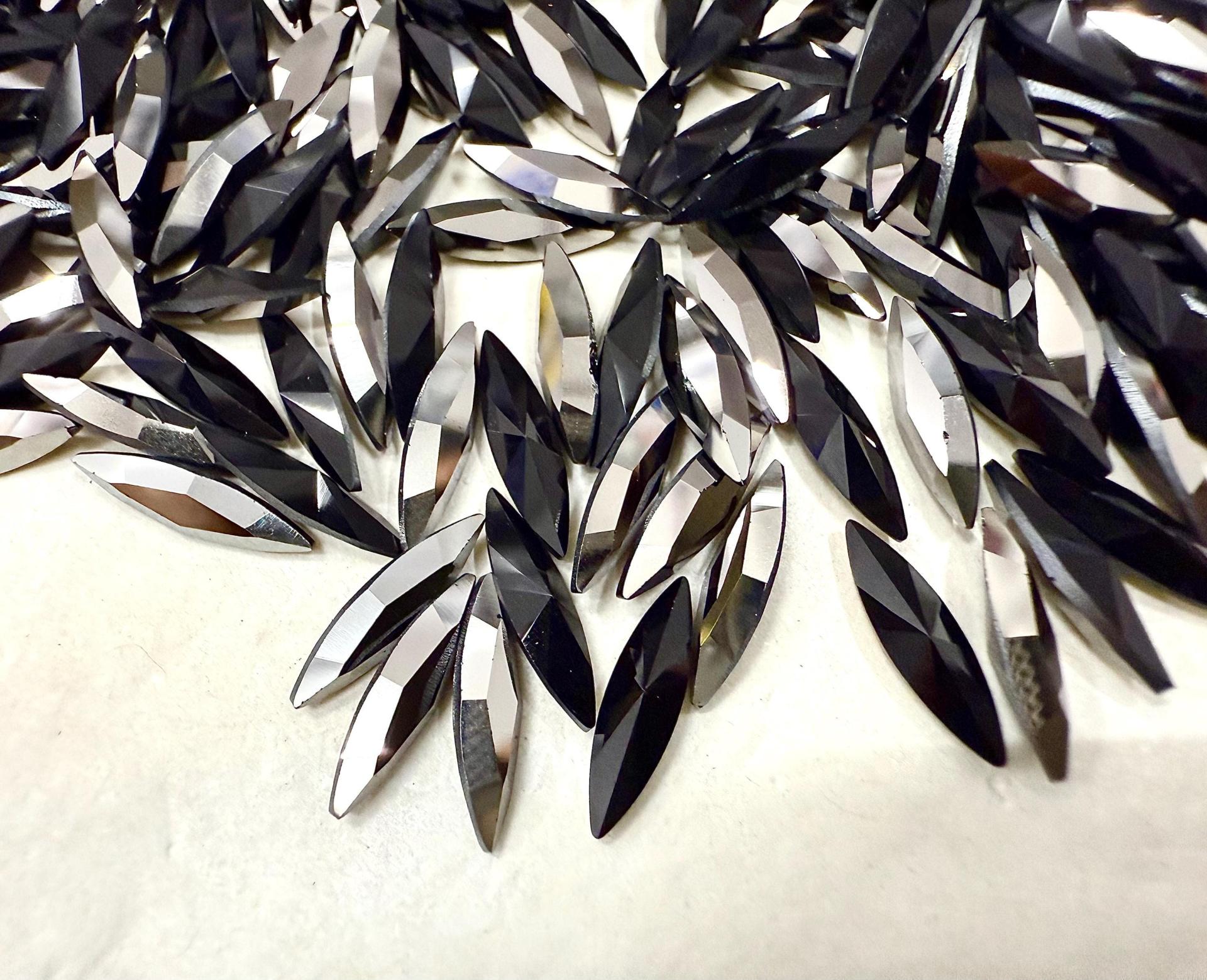11x3mm Swarovski Jet Metallic Silver Marquise New Vintage Pointy Back Navette 4200 crystals Jewelry making stones gemstones