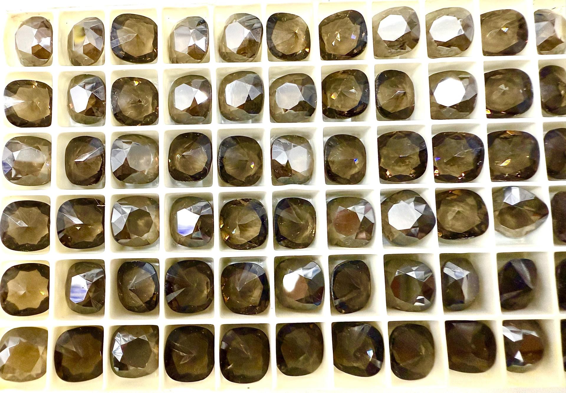 Vintage Swarovski 10 mm Cushion Cut in Smoky Quartz Satin 4470 Premier Crystal 2 Pieces fancy stones jewelry making craft supply