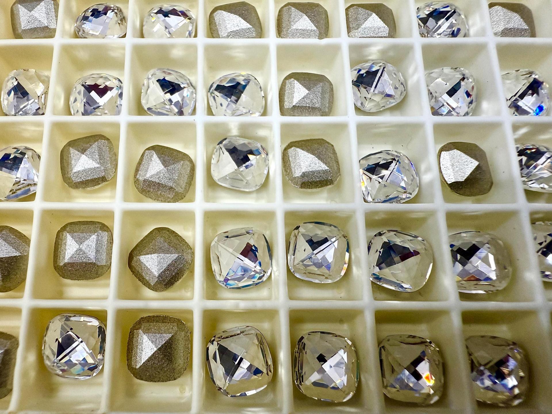 Vintage Swarovski 8mm Cushion Cut in Crystal Foiled 4461 Premier Crystal fancy stones jewelry making craft supply