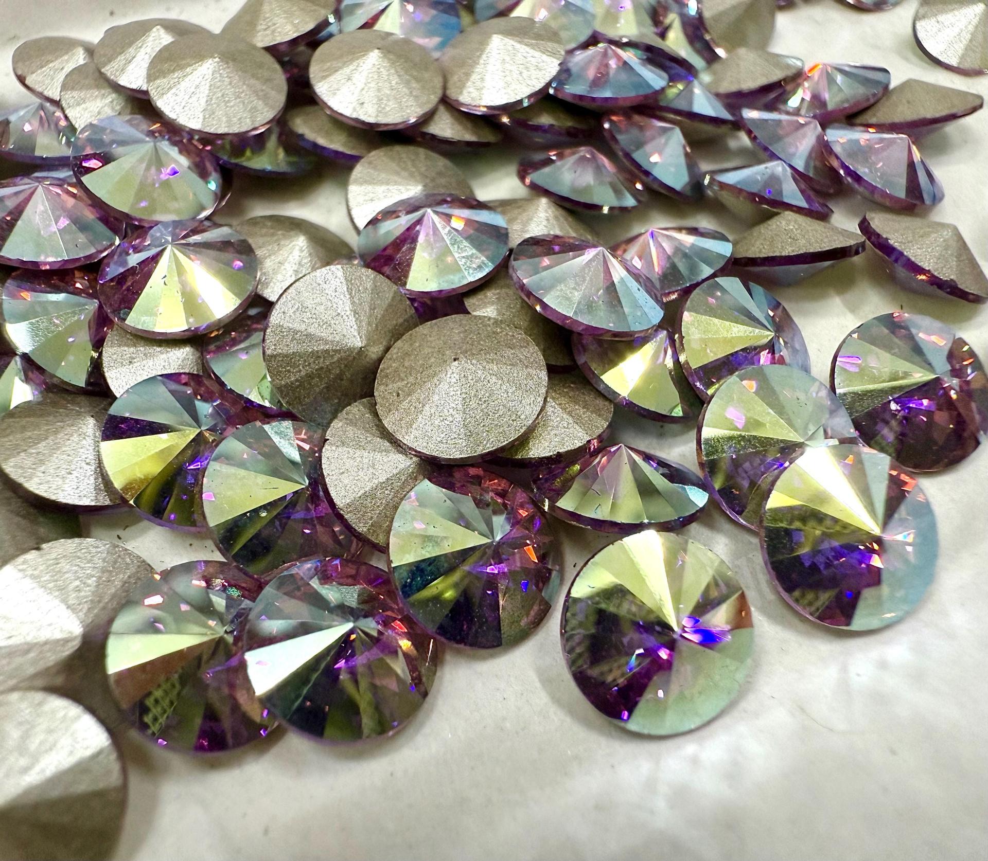 Swarovski 39ss Chaton Round 1122 Light Amethyst Aurore Boreale stones jewelry making craft jewelry findings PREMIUM MATERIALS