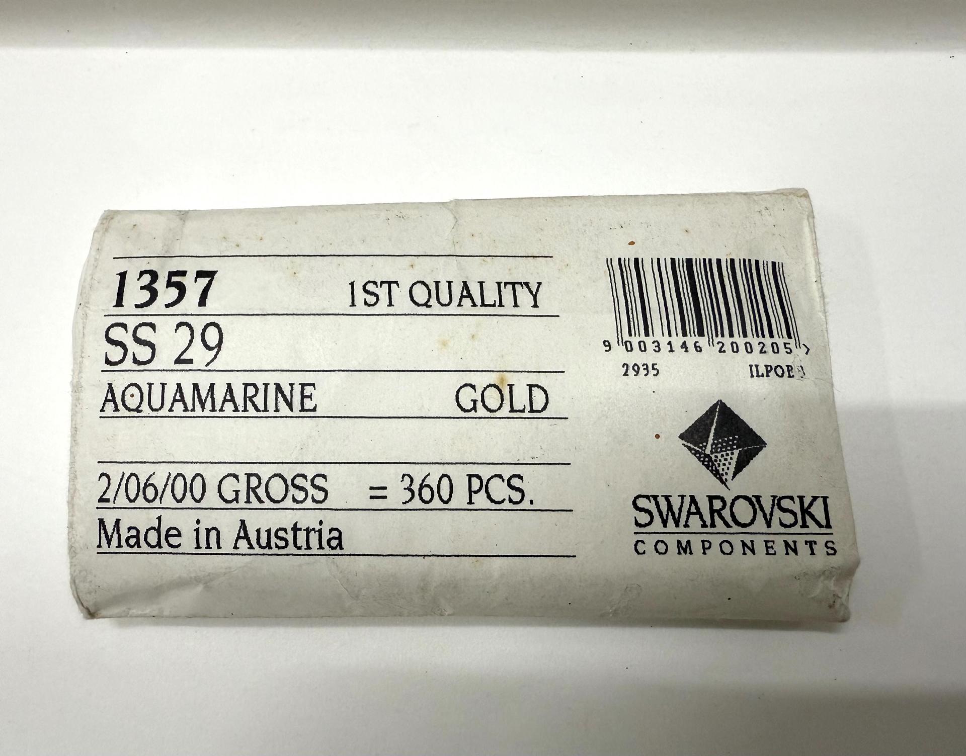 Swarovski 1357 Brilliant Cut Chaton SS29 Aquamarine Gold Foiled jewelry making findings