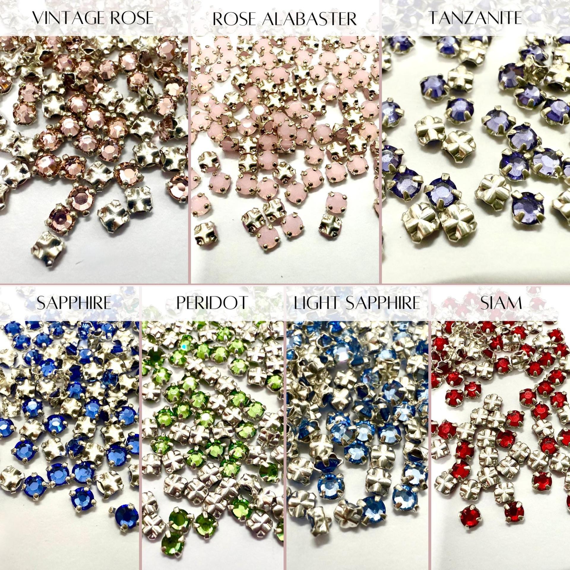 10ss Clear Flatback Swarovski Rose Montees, 2.8mm Silver Plated Mounted Rose Montees, in colors, sewon, embroidery materials, wedding deco