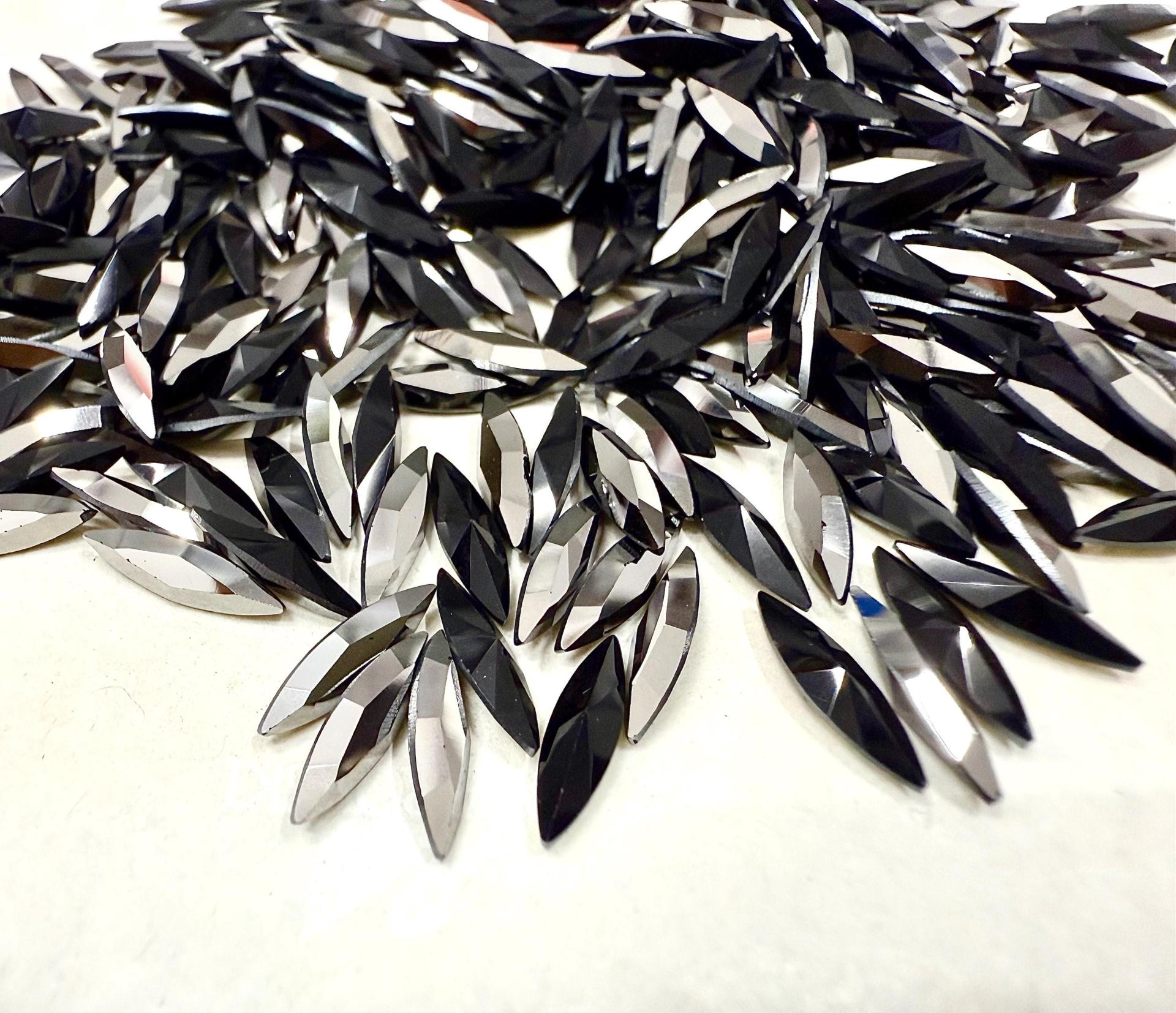 11x3mm Swarovski Jet Metallic Silver Marquise New Vintage Pointy Back Navette 4200 crystals Jewelry making stones gemstones