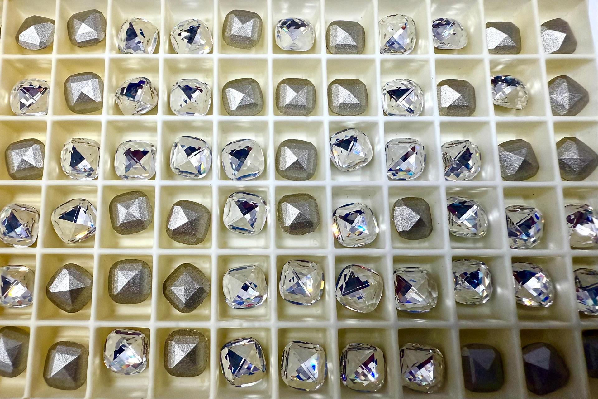 Vintage Swarovski 8mm Cushion Cut in Crystal Foiled 4461 Premier Crystal fancy stones jewelry making craft supply